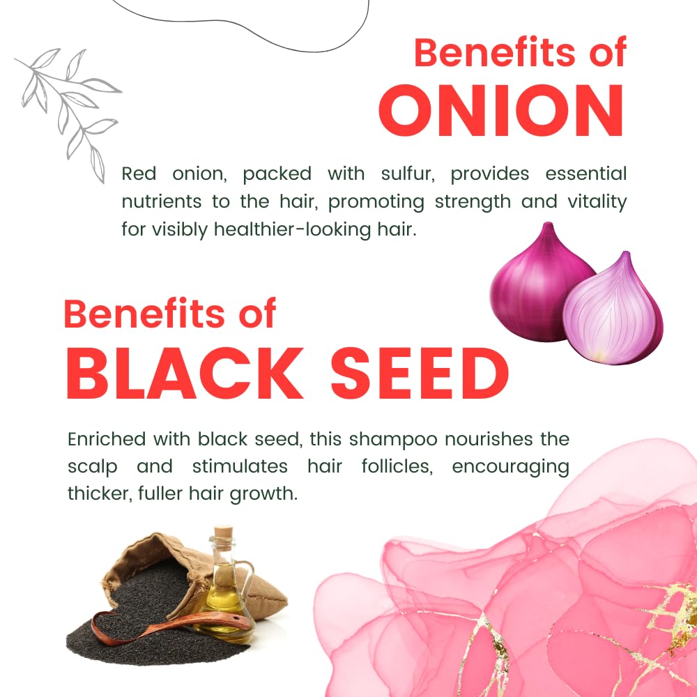 KHADI Red Onion & Black Seed Shampoo for Hair Growth - 100% Natural Ayurvedic Formula for Strong & Healthy Hair - 420ml (Pack of 2) - Perfect for Daily Hair Care & Scalp Nourishment
