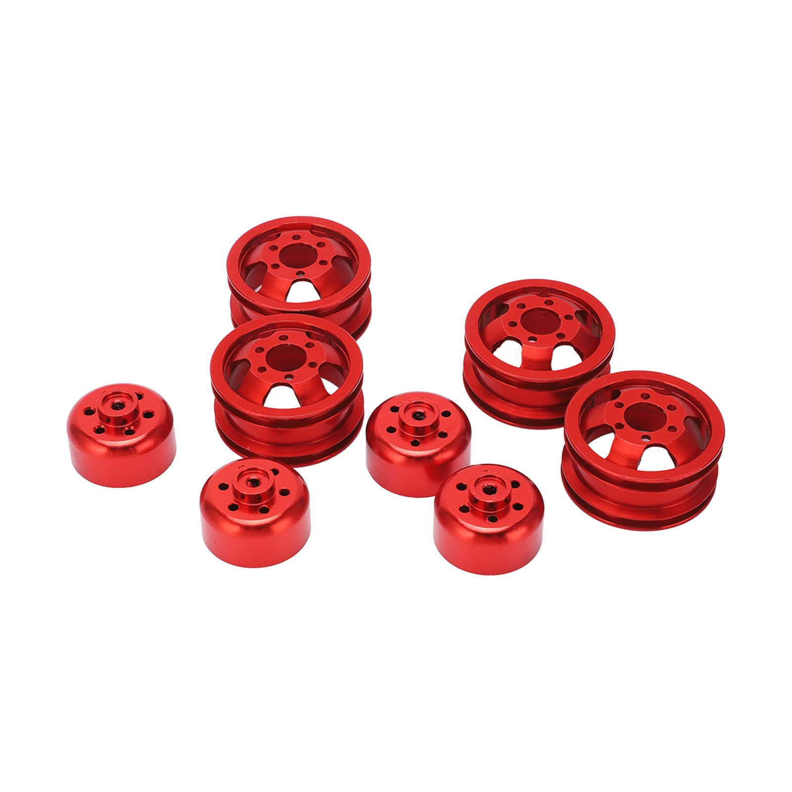 Demeras RC Wheel Hub - Heavy Duty Metal Alloy for WPL Model Cars (Red) | Reduces Gravity Effect | Perfect for Off-Road RC Crawlers & Scale Model Vehicles
