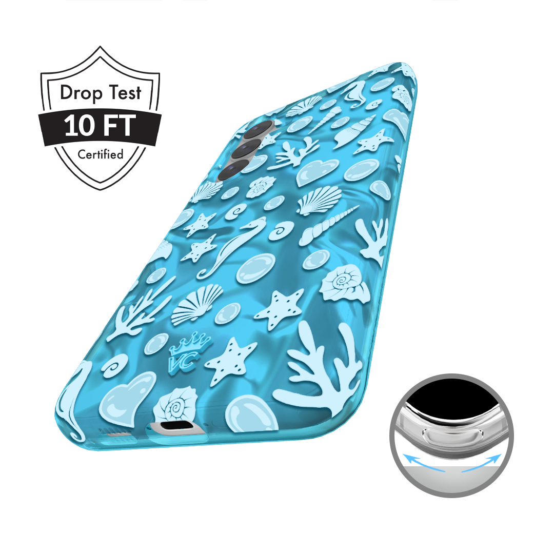 Aquamarine Holographic Samsung Phone Case - Protective Cover for Samsung Galaxy S21/S22/S23 - Trendy Glitter Design for Everyday Use & Special Occasions