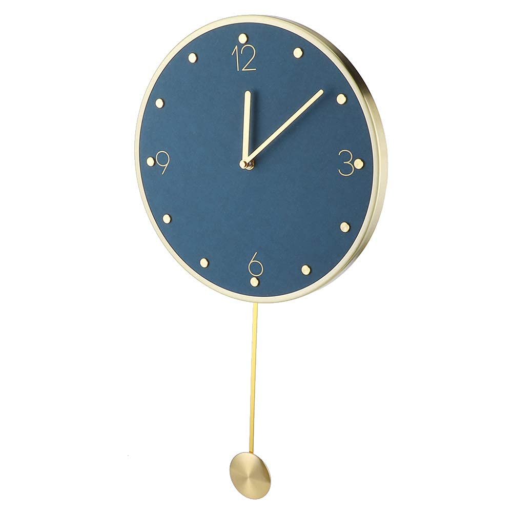 ZYBW Silent Wall Clock - Elegant Simple Pendulum Clock for Home, Living Room, Office | Modern Durable Round Wall Clock with Smooth Pendulum Motion (Blue) | Perfect for Bedroom, Study Room & Quiet Spaces