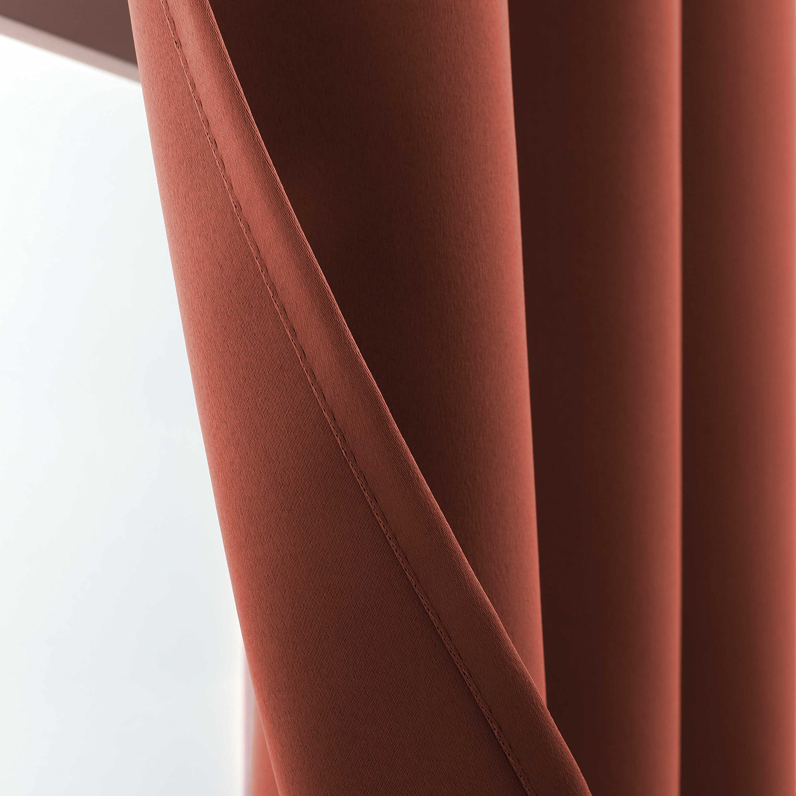 Burnt Orange Pumpkin Rust Short Blackout Curtains - 24 Inch Length for Kitchen, Bathroom, Camper & RV - Room Darkening Grommet Cafe Curtains in Terracotta, Ochre & Tangerine - Perfect for Fall Decor, Cozy Home & Seasonal Window Treatments