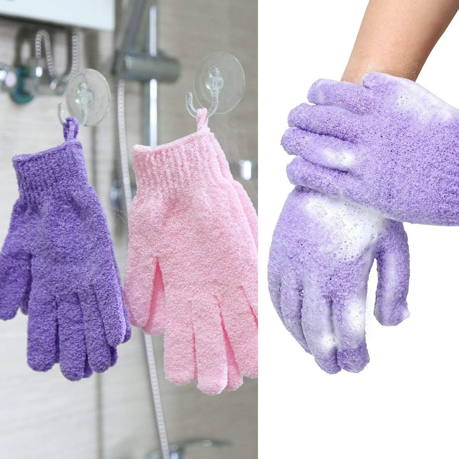 Exfoliating Bath Glove for Smooth Skin - Body Scrub Mitt for Shower & Spa - Moisturizing Exfoliator with Massage Texture - Perfect for Dry Skin & Dead Cell Removal (Purple) - Ideal for Home Spa, Self-Care Routine & Relaxing Bath Time