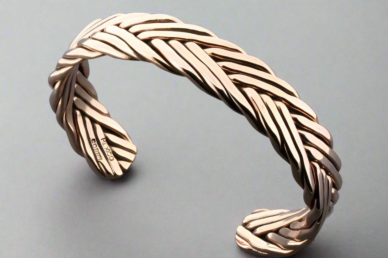 Premium Copper Plaited Flat Cuff Bracelet - Elegant Handmade Jewelry for Women, Boho Chic Accessory for Casual & Formal Occasions
