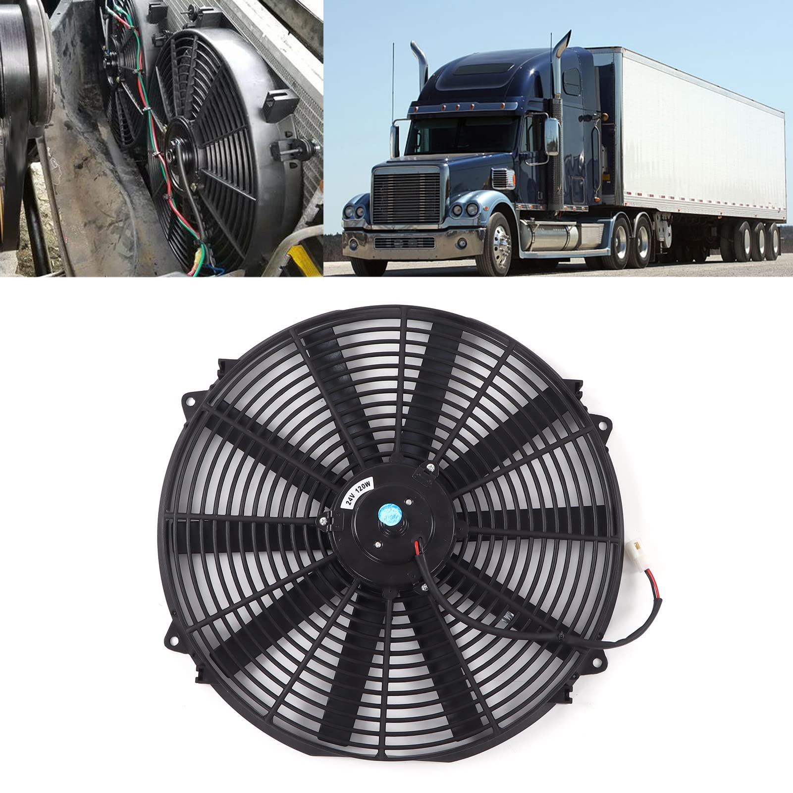 24V 16-Inch Slim Universal Electric Radiator Cooling Fan for Cars - High Performance Black Cooling Fan for Engine Overheating Protection & Improved Airflow