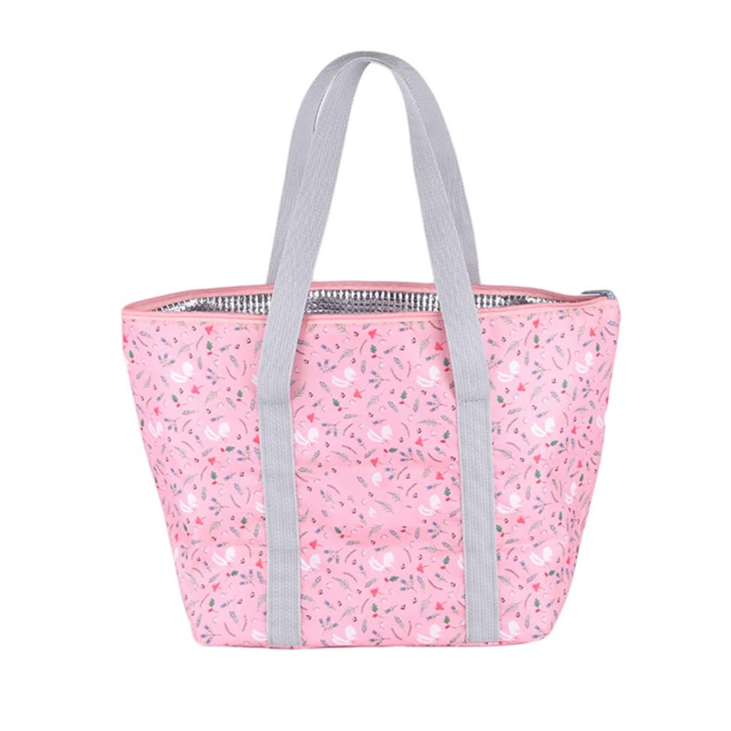 Women's Insulated Lunch Bag with Floral Print - Portable Refrigerated Tote for Work, School & Picnic - 25 x 14.5 x 24cm Thermal Lunch Box (Color B) - Perfect for Office, Travel & Outdoor Activities