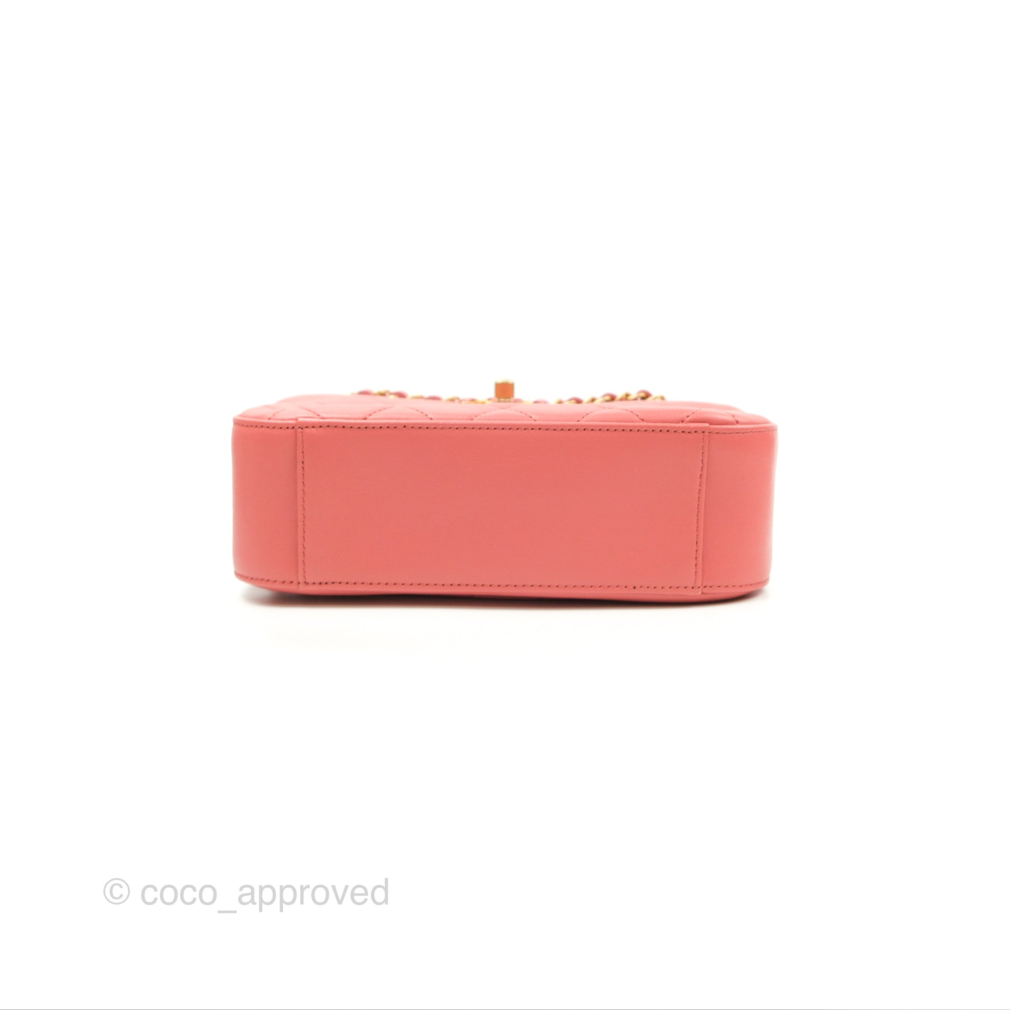 Chanel Pink Goatskin Camera Bag with Aged Gold Chain Strap - Luxury Crossbody Bag for Women, Perfect for Parties & Date Nights