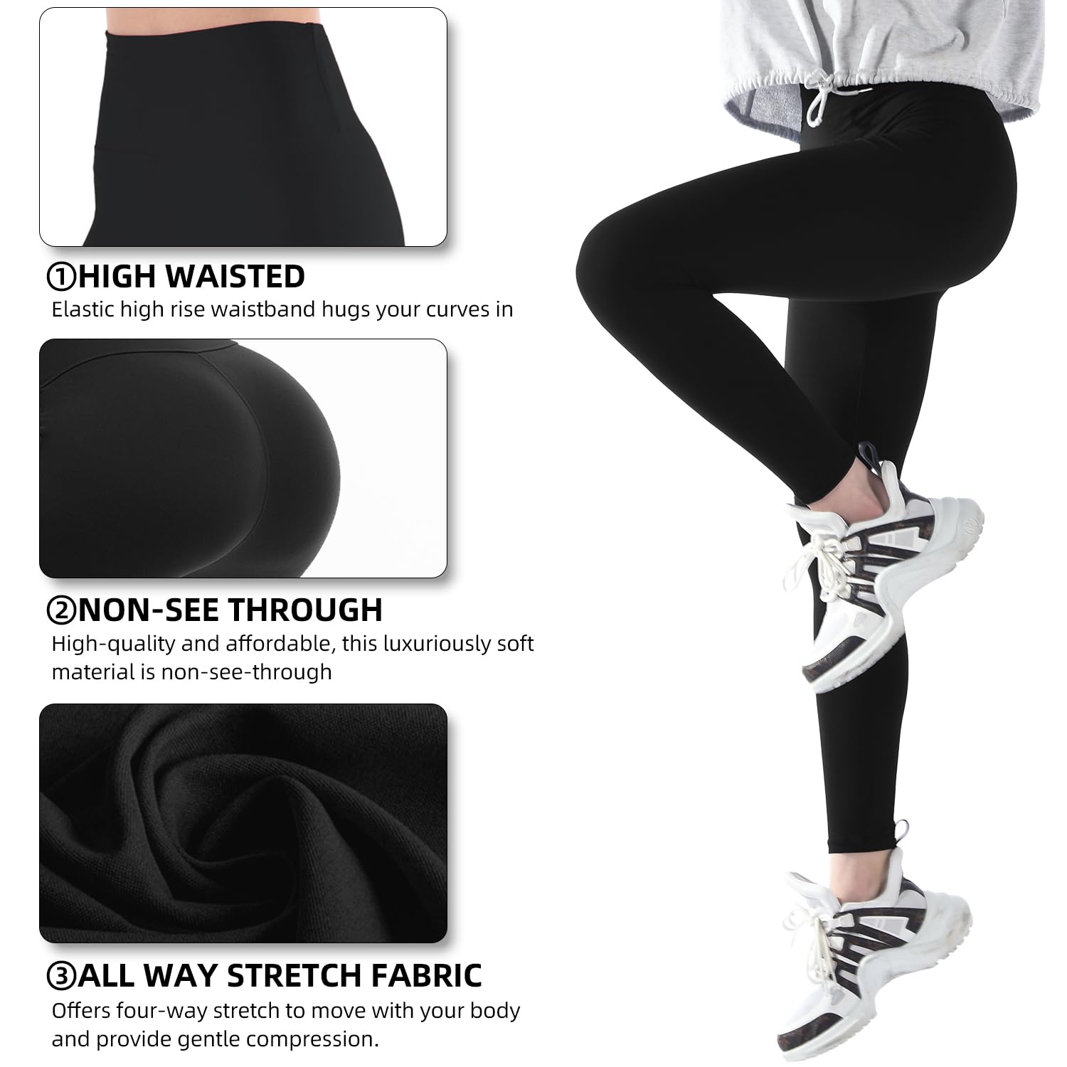 High Waisted Yoga Leggings for Women - Soft & Breathable Workout Pants for Running, Gym & Lounge - Plus Size Activewear with Pockets