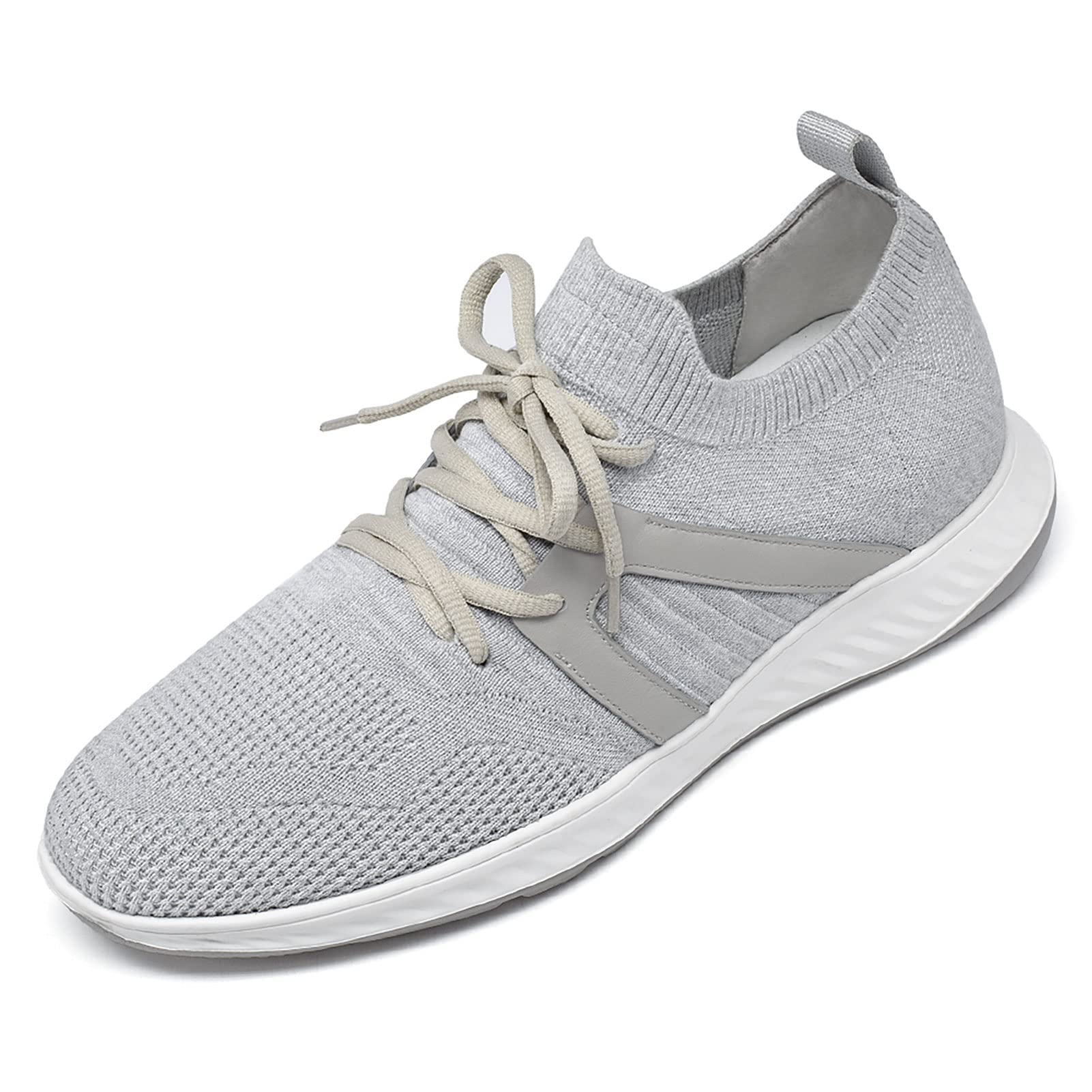 CHAMARIPA Men's Height Increasing Sneakers - Lightweight Elevator Shoes with Hidden Heel & Mesh Upper - Comfortable Lace-Up Sports Shoes for Casual Wear, Dating & Work