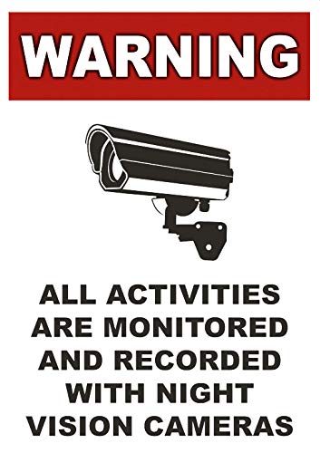 Safety & Warning Vinyl Stickers Bundle - Warehouse Signs, Monitored by Night Vision Camera Stickers - 3 Pack (3.5