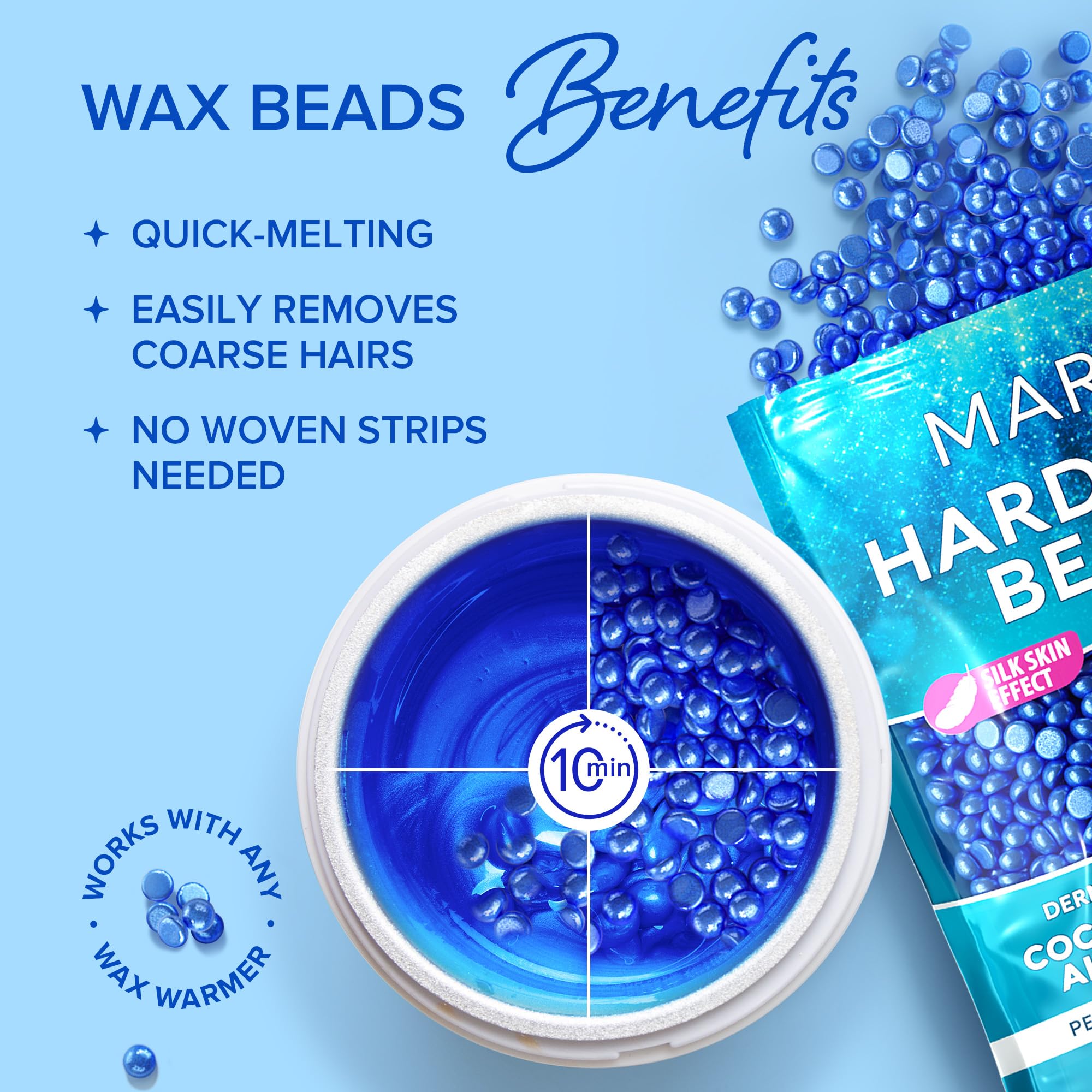 MAREE Hard Wax Beads for Hair Removal - Marine Collagen Shea Butter & Aloe Vera Waxing Kit - 450G for Body, Bikini & Sensitive Skin - At-Home Salon Waxing for Smooth Skin