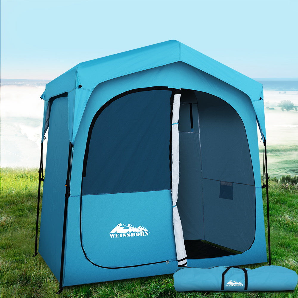 Weisshorn Pop Up Camping Shower Tent - Portable Outdoor Changing Room & Toilet Shelter for Camping, Beach, Hiking - Lightweight & Waterproof (Blue) | Perfect for Outdoor Adventures, Travel & Emergency Use