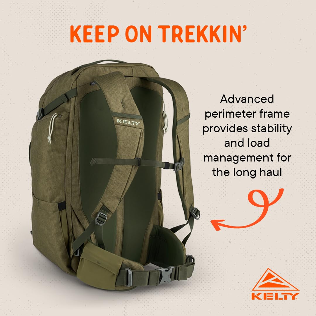 Kelty Redwing Traveler Backpack - 50L Lightweight Hiking Backpack for Men & Women, Durable Travel Pack for Adventure, Camping & Outdoor Activities (Burnt Olive/Black)