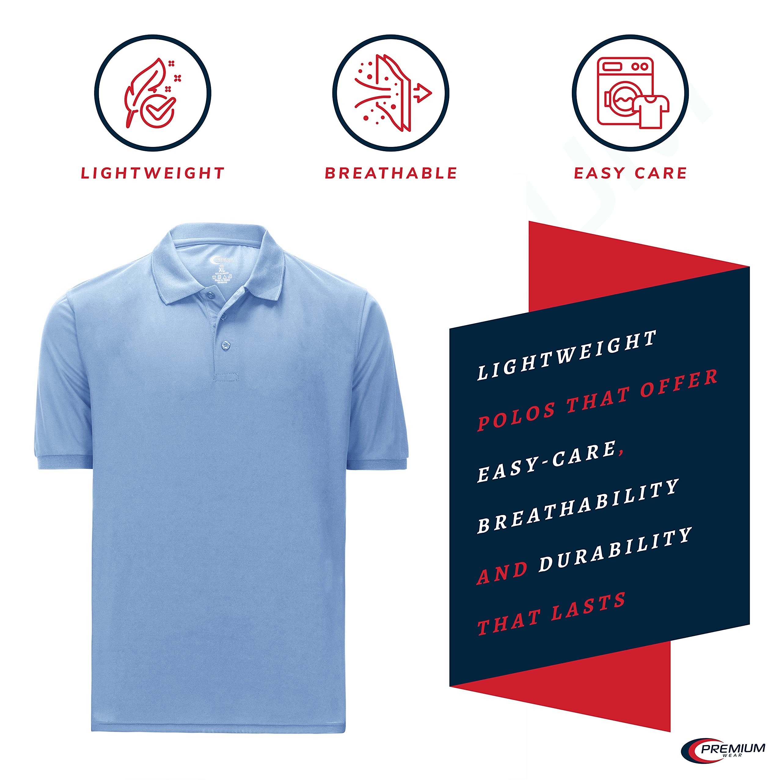 Premium Moisture-Wicking Men's Polo Shirt - Breathable Quick-Dry Performance Tee for Golf, Work & Outdoor Activities