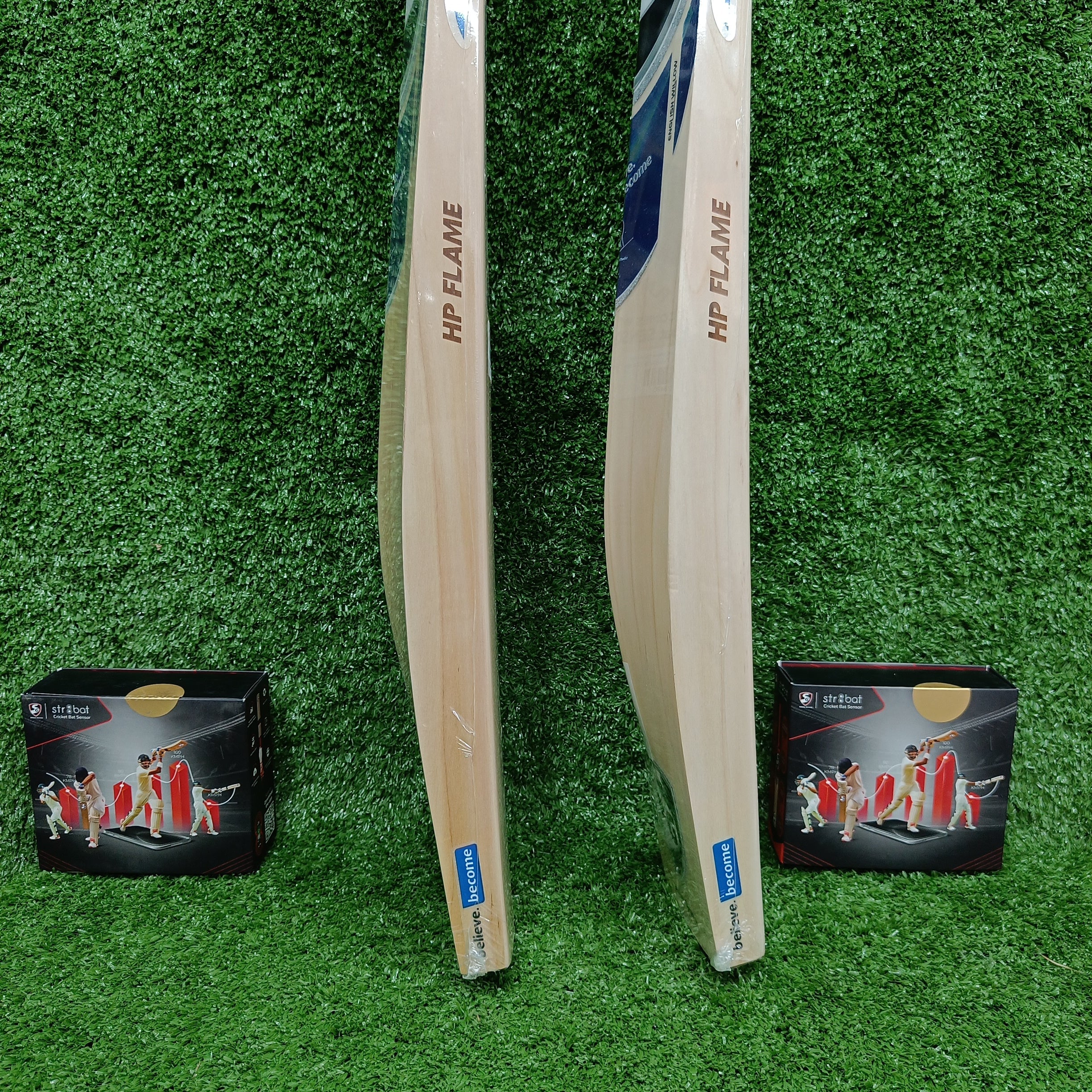 SG HP Flame English Willow Cricket Bat with SG Str8bat Sensor | Premium Cricket Equipment for Professional & Amateur Players | Perfect for Matches, Training & Practice Sessions