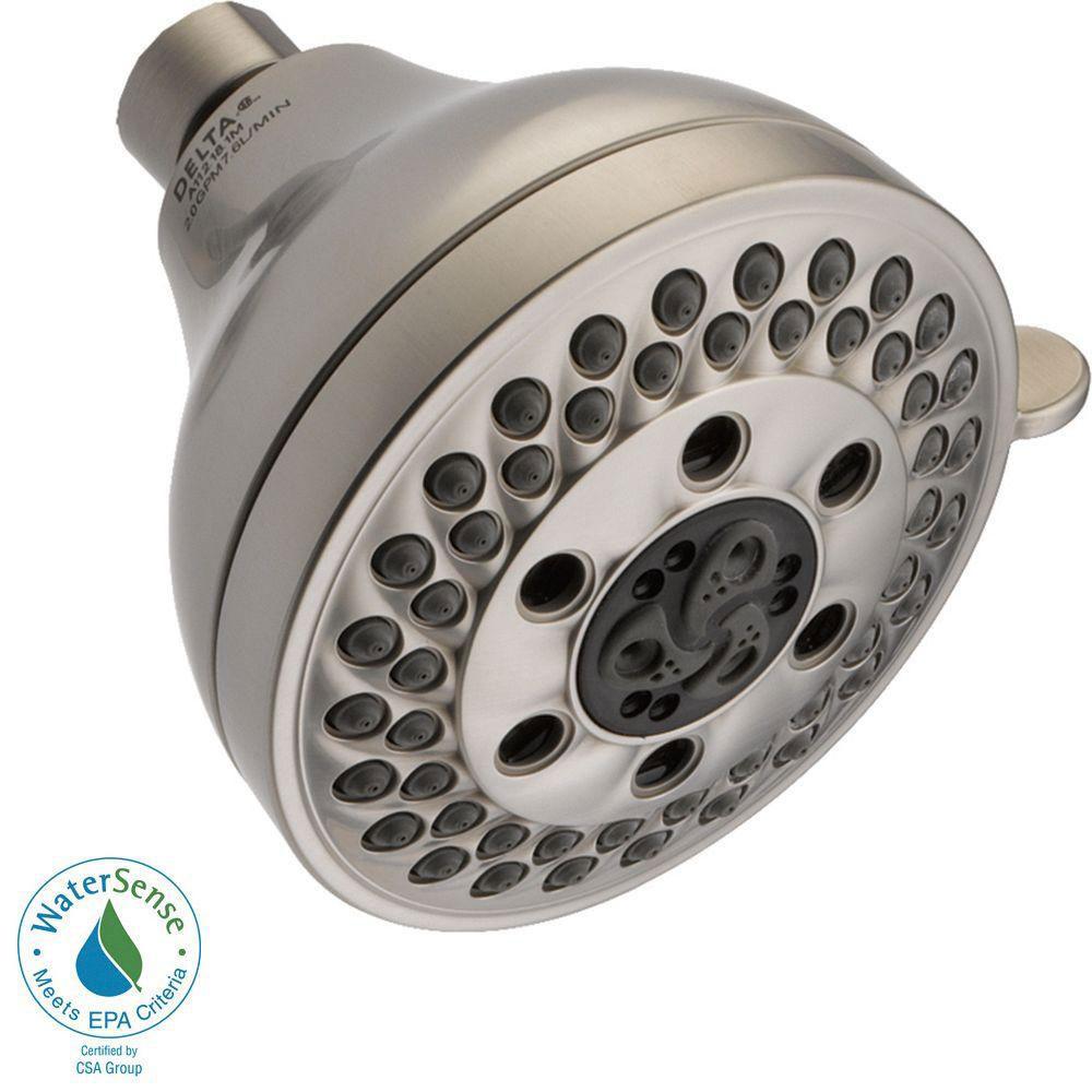 Delta 5-Spray 4 1/8 Inch H2OKinetic Shower Head - High Pressure Water Saving Showerhead with Stainless Steel Finish (Model 667536) - Perfect for Bathroom Renovation & Spa-Like Shower Experience