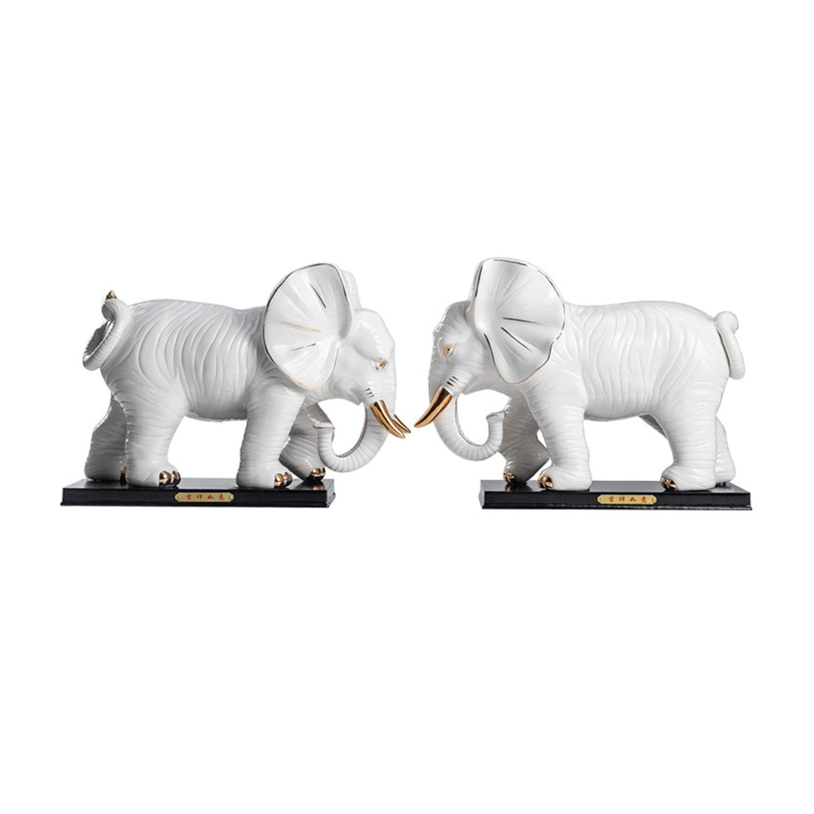 Lucky Feng Shui Ceramic Elephant Statue - Handcrafted Desktop Decoration for Home & Office, Elephant Ornament Figurine Collection, Perfect Gift for Home Decor, Office Feng Shui & Wealth Blessing (Great for Living Room, Study Desk or Meditation Space)
