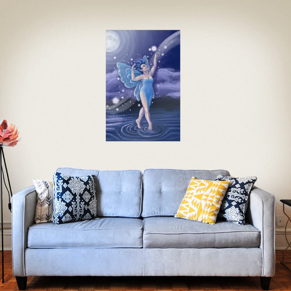 Enchanted Dancing Fairy Moonlit Night Wall Art - Premium Paper Poster for Home Décor & Room Decoration | Perfect for Bedroom, Living Room & Gift Giving