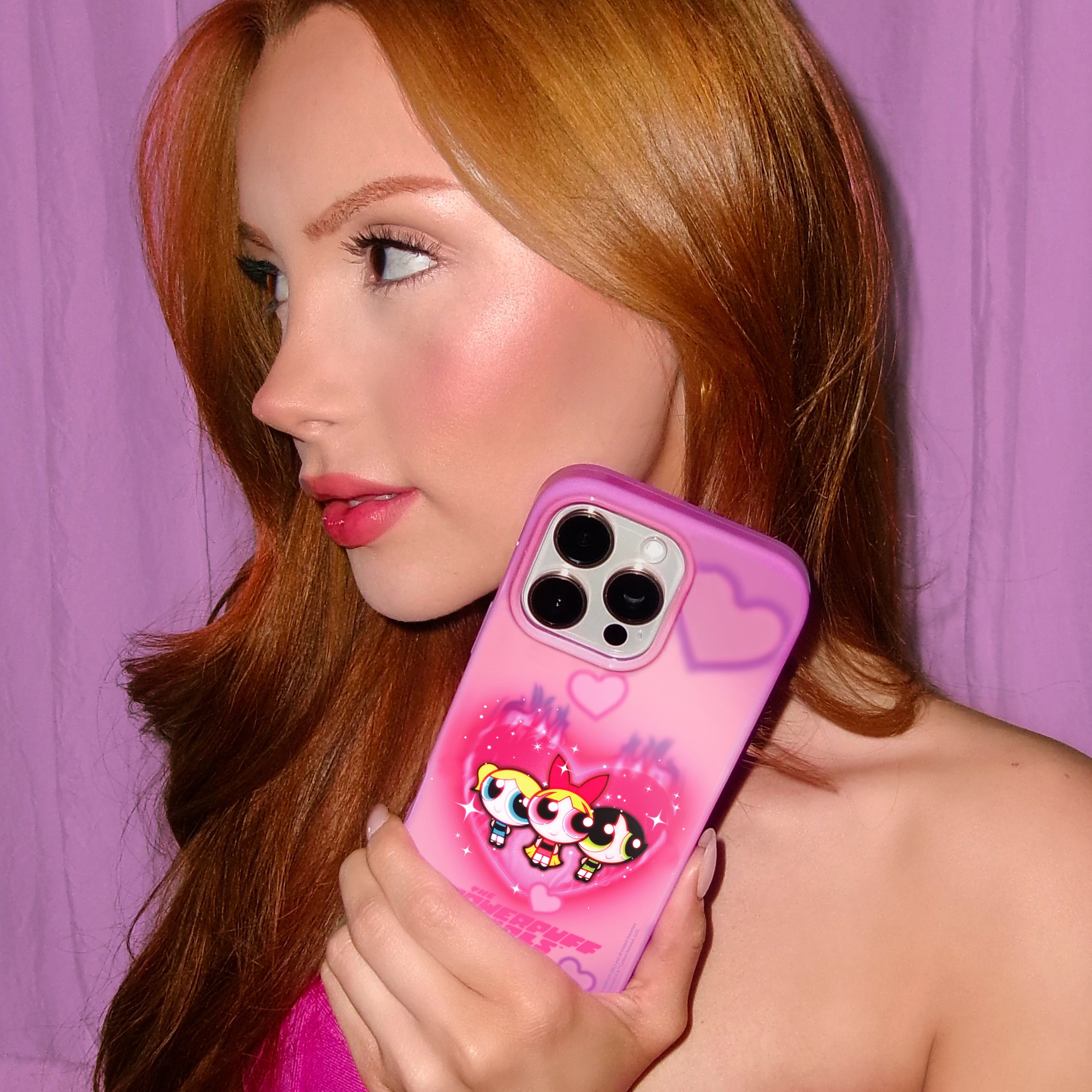 The Powerpuff Girls Airbrush Hearts iPhone Case - Cute Cartoon Character Phone Cover for iPhone 13/14/15 Pro Max - Perfect Gift for Girls & Fans - School, Work, Travel Protection