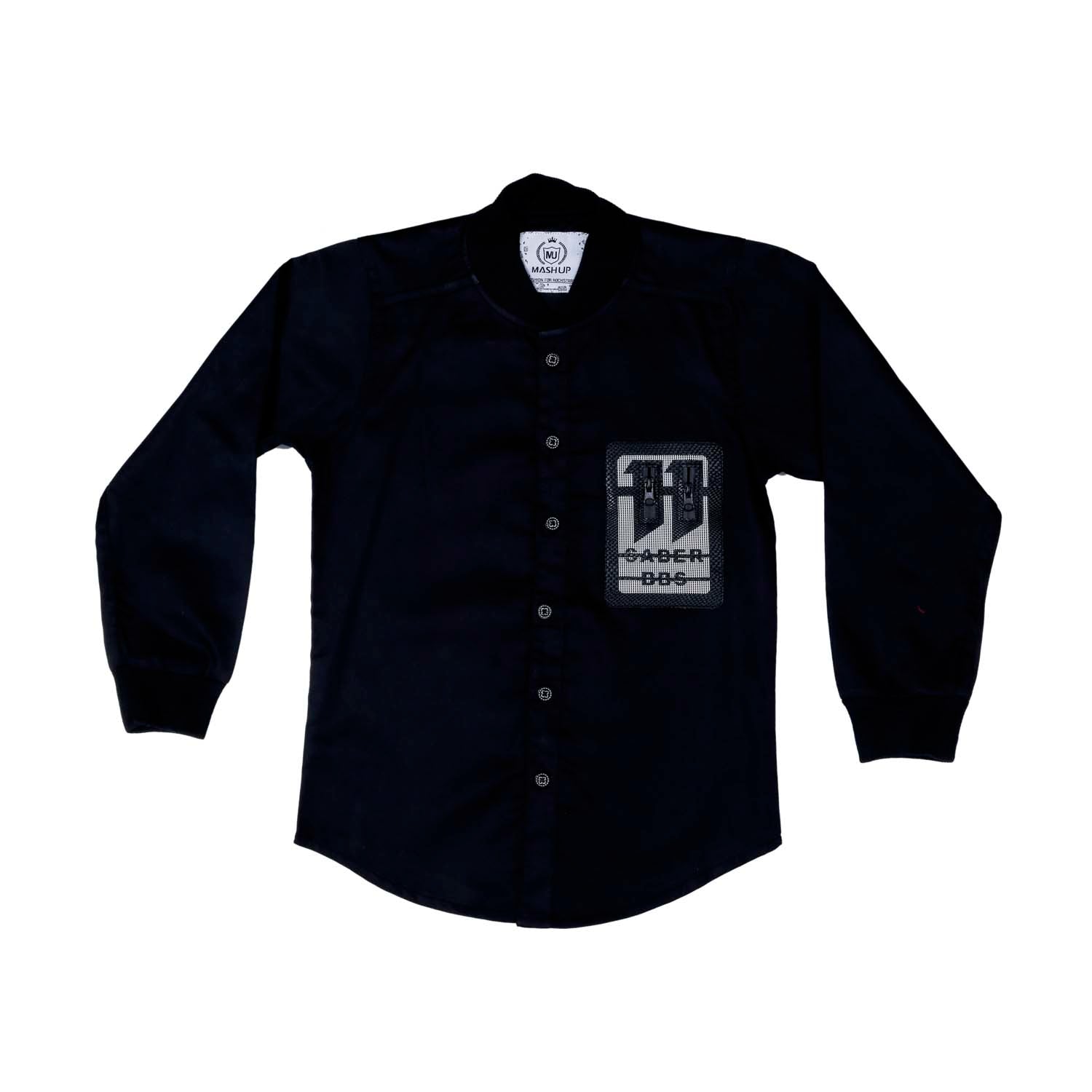 Stylish Black Baseball Collar Dress Shirt for Men | Trendy Office & Casual Wear | Perfect for Work, Parties & Date Nights