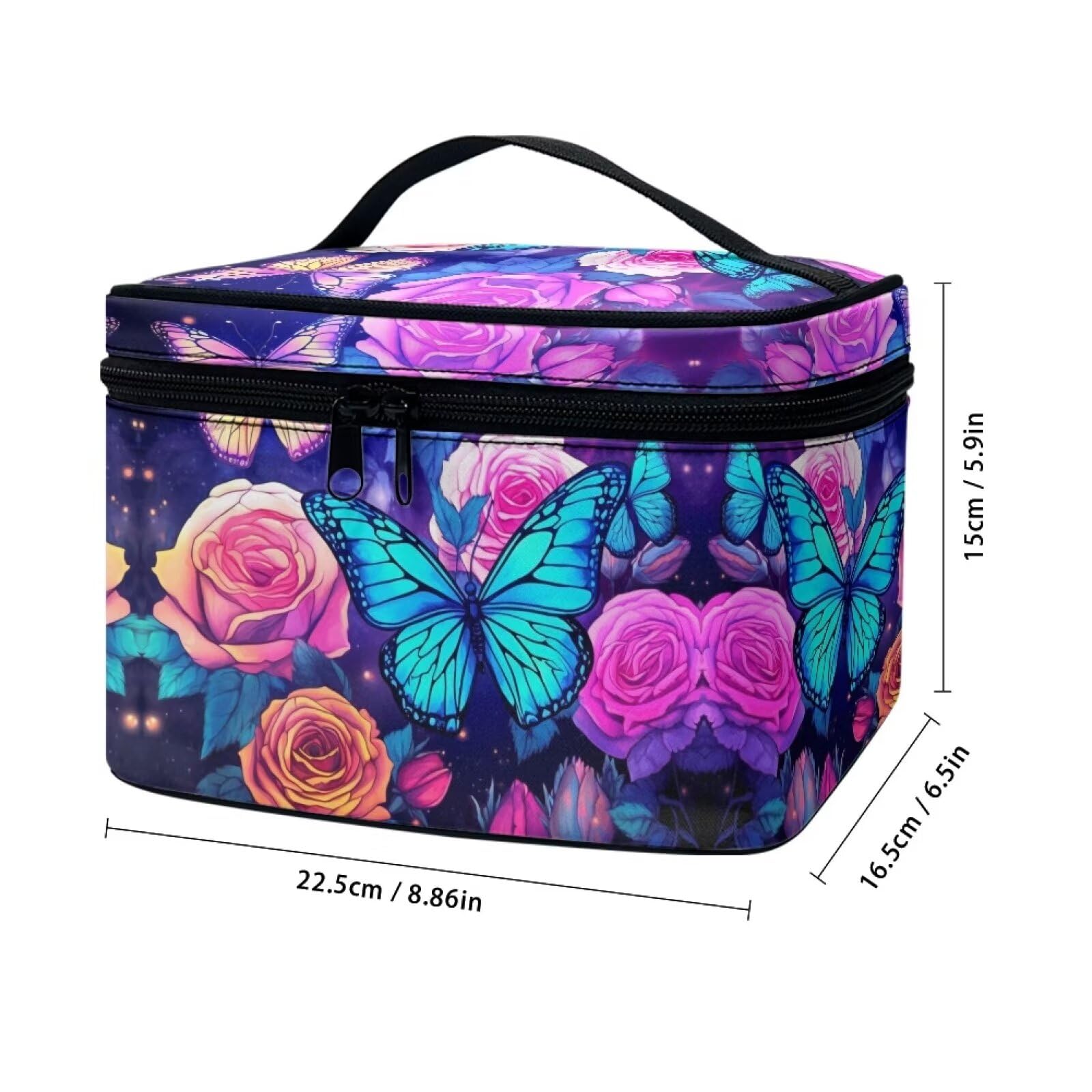 Flashideas Rose Butterfly Leopard Print Large Capacity Travel Toiletry Bag - Waterproof Cosmetic Organizer with Zipper for Makeup, Skincare & Travel Essentials - Perfect for Purse, Gym, Vacation & Business Trips