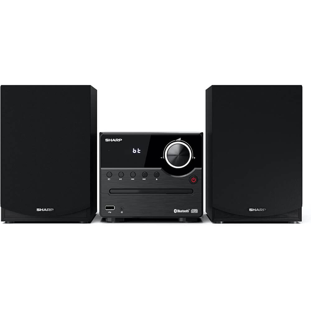 Sharp XL-B512 Wireless Bluetooth CD Player with Wood Speaker System - Audio Streaming, USB Port, MP3 Playback, FM Stereo Tuner, Aux Input (Black Oak) | Perfect for Home Entertainment & Music Lovers