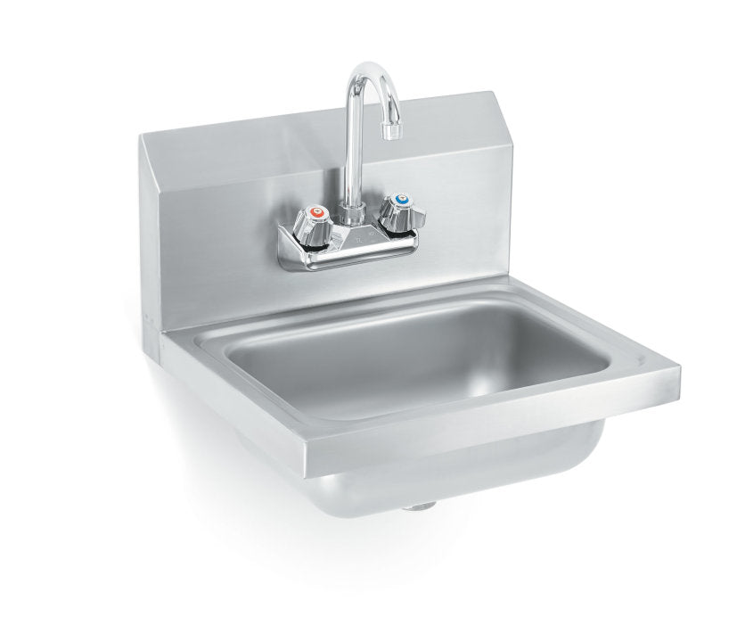 Vollrath Stainless Steel Wall Mount Hand Sink with Strainer & Gooseneck Faucet - Commercial Kitchen, Restaurant, Food Service, Bar, Bakery Installation
