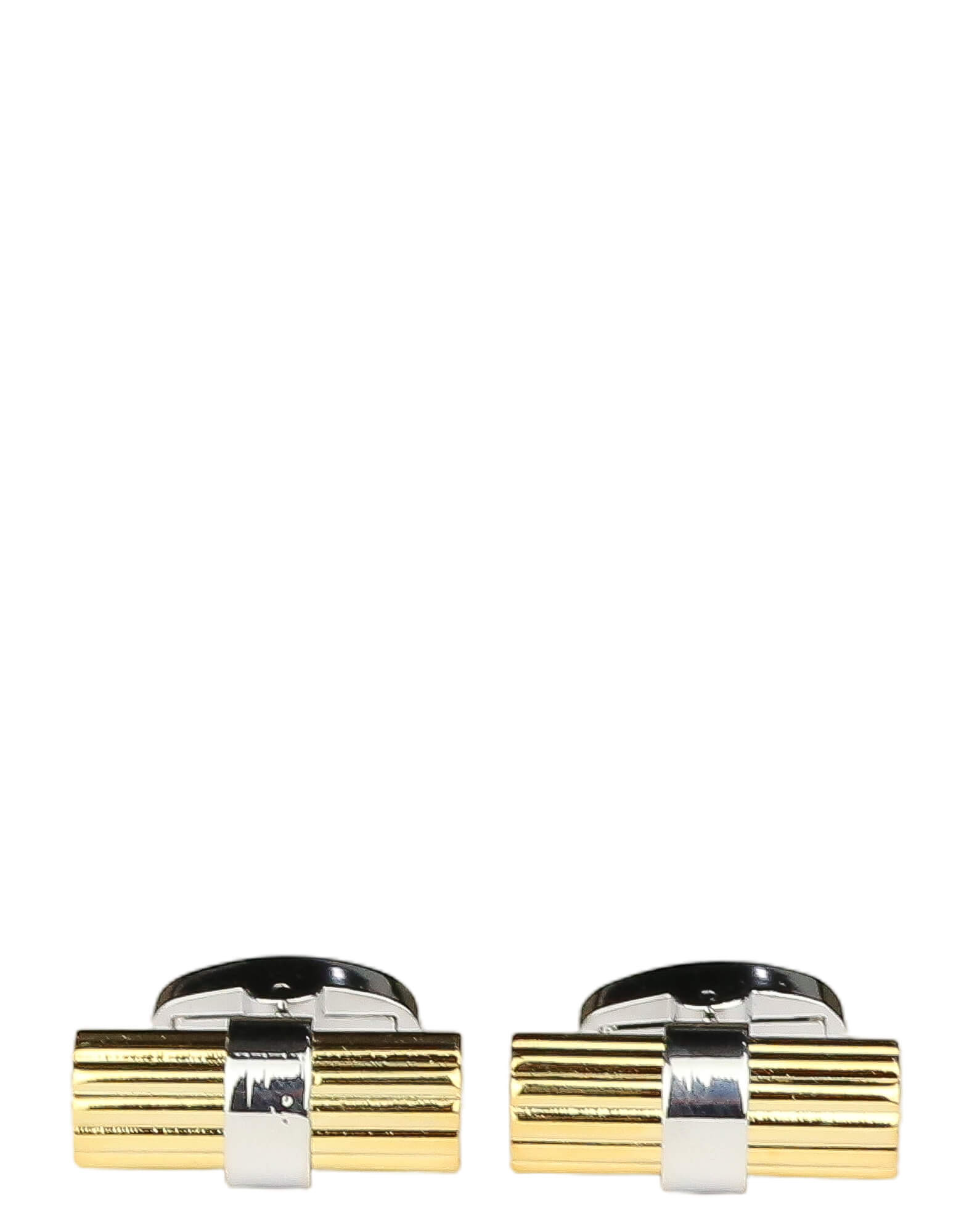 DÉCLIC Gold Ribbed Bar Cufflinks for Men - Elegant Dress Shirt Accessories for Weddings, Business Meetings & Formal Events