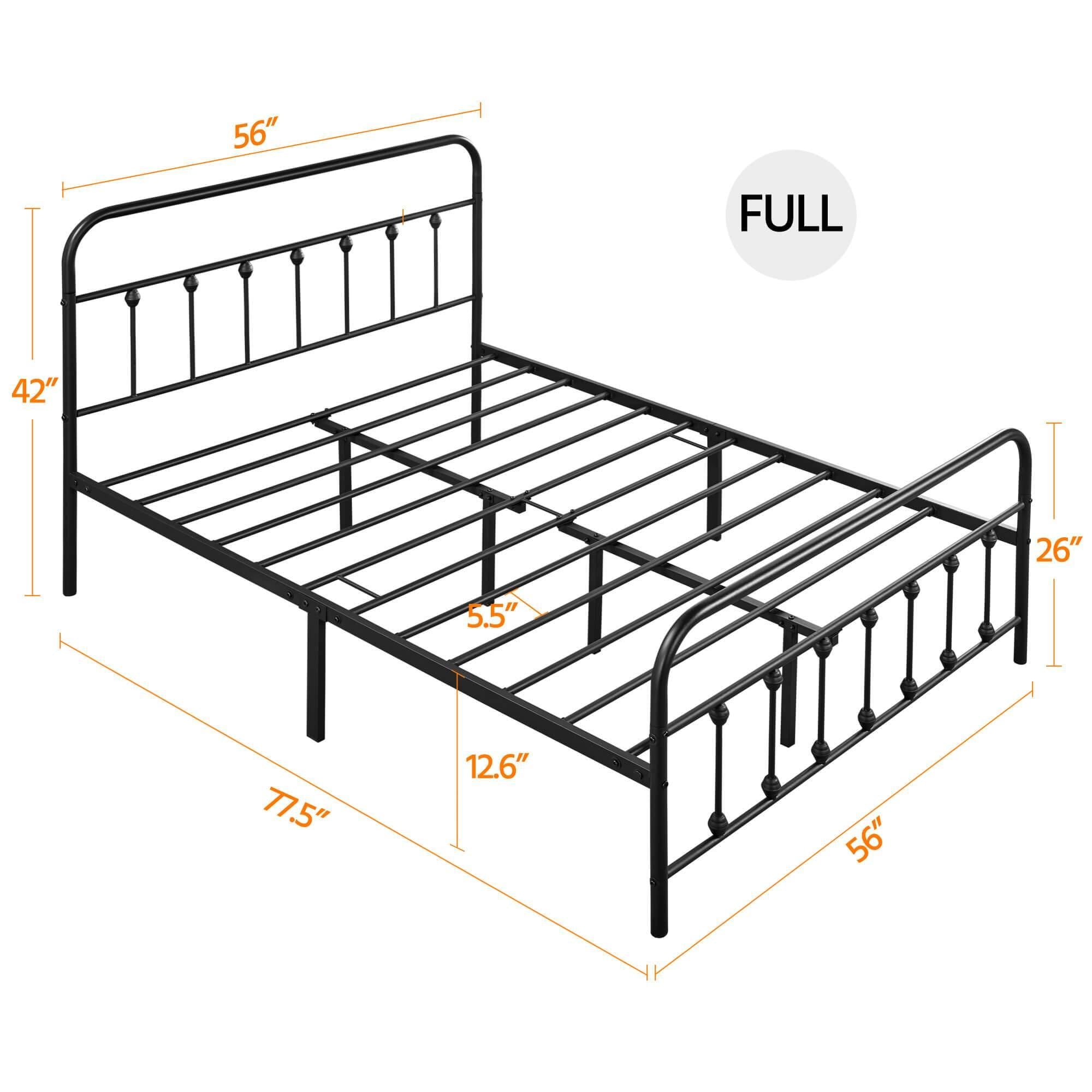 Yaheetech Heavy Duty Iron Bed Frame - Queen Size, Sturdy Metal Platform Bed with Noise-Free Support, Easy Assembly - Perfect for Modern Bedrooms, Guest Rooms & Dormitories