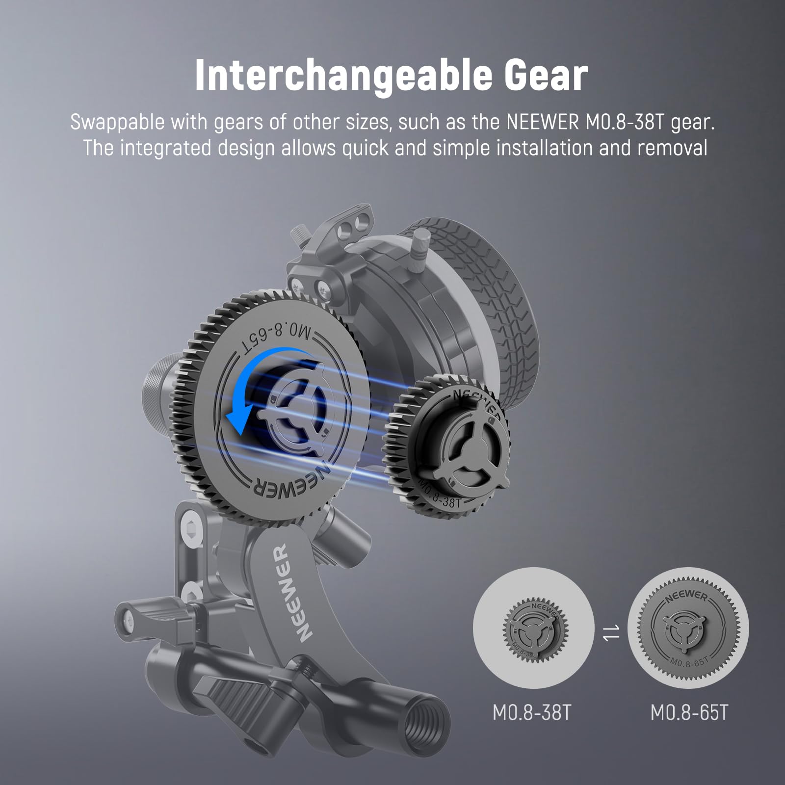 NEEWER M0.8-65T Follow Focus Gear - 0.8 MOD 65 Teeth Compatible with SmallRig & NEEWER Mini Follow Focus PG007 - Perfect for DSLR Camera Rig & Cinematic Video Production
