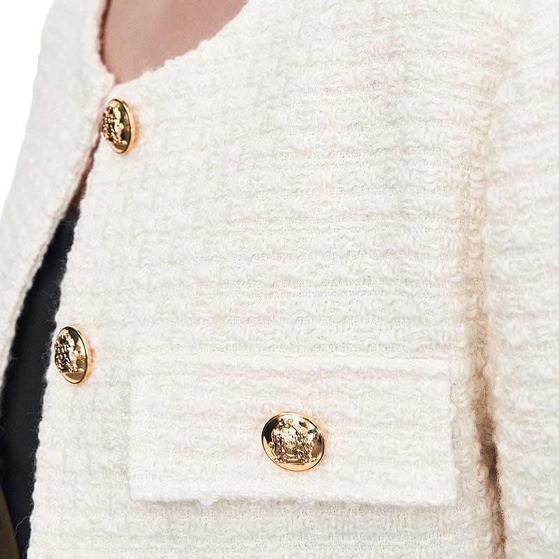 Women's Cropped Tweed Blazer Jacket - 2025 Fall Winter Business Casual Suit Coat with Long Sleeves | Perfect for Office Work, Business Meetings & Smart Casual Outfits
