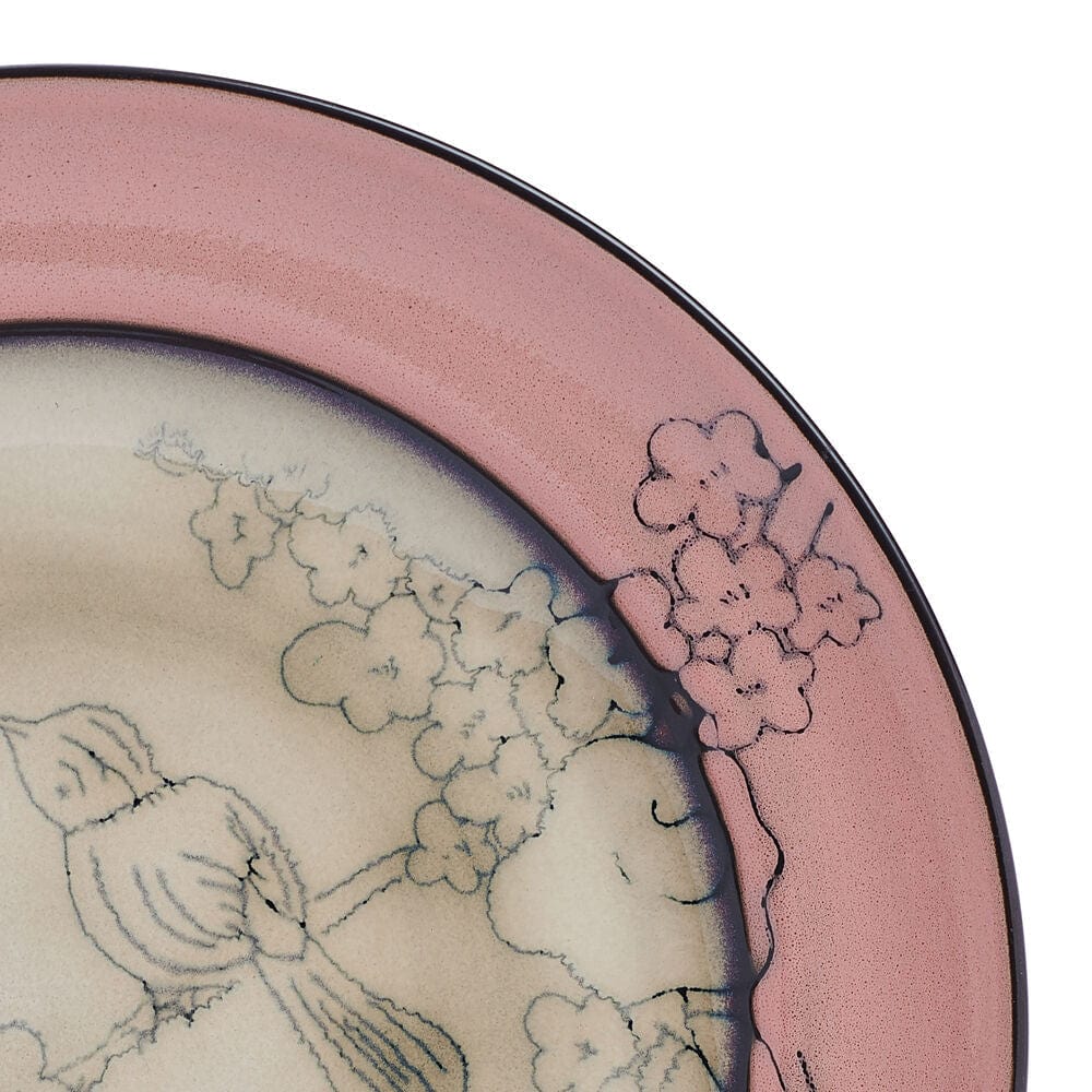 Song Bird Pink Set of 4 Dinner Plates - Elegant Floral Design Porcelain Plates for Dining, Party, Wedding & Home Decor | Perfect for Everyday Meals, Entertaining Guests & Special Occasions
