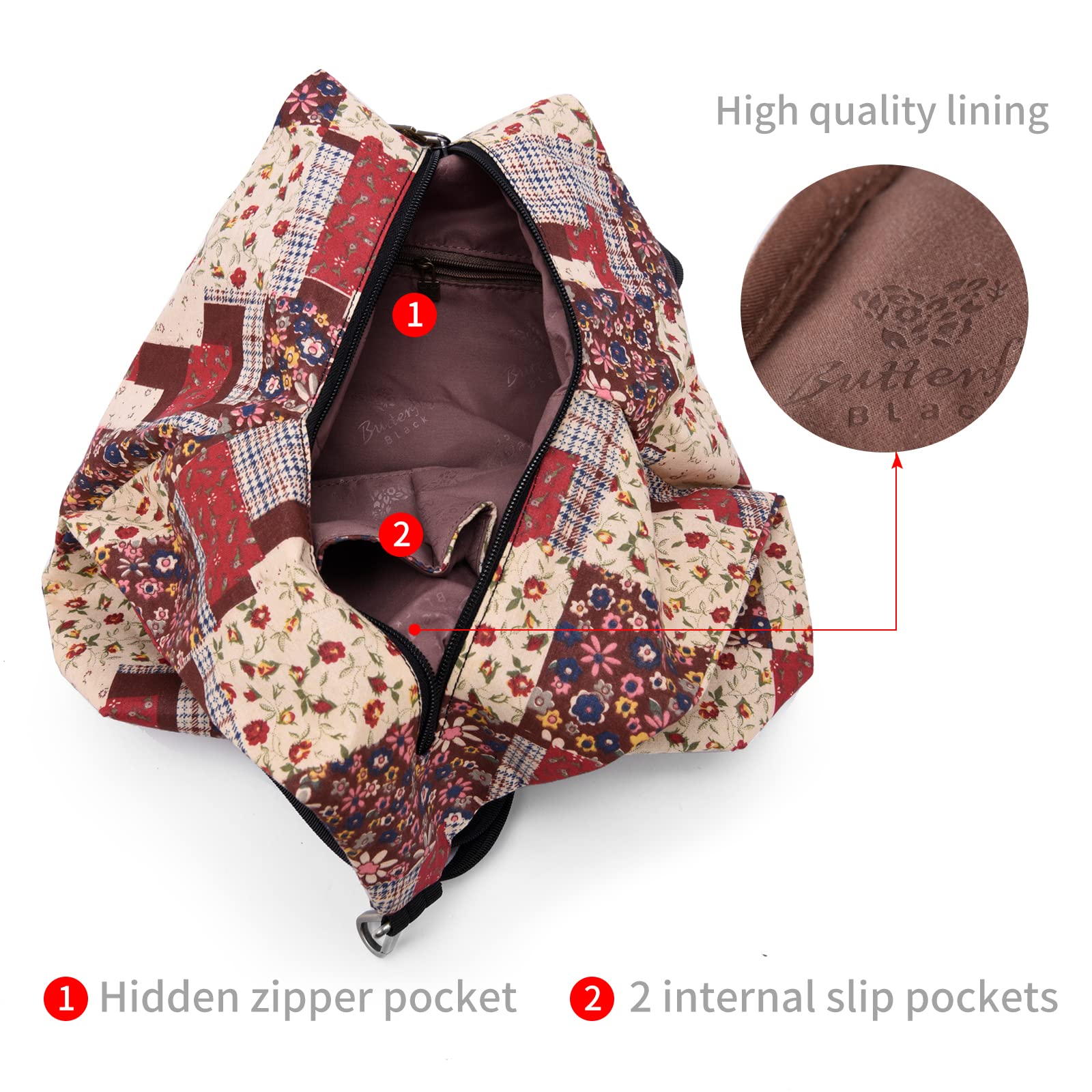 Black Butterfly Premium Backpack for Women - Stylish Bohemian Fashion Daypack, Small Casual Purse Backpack (26-inch, Red) | Perfect for Travel, Work, College & Everyday Use