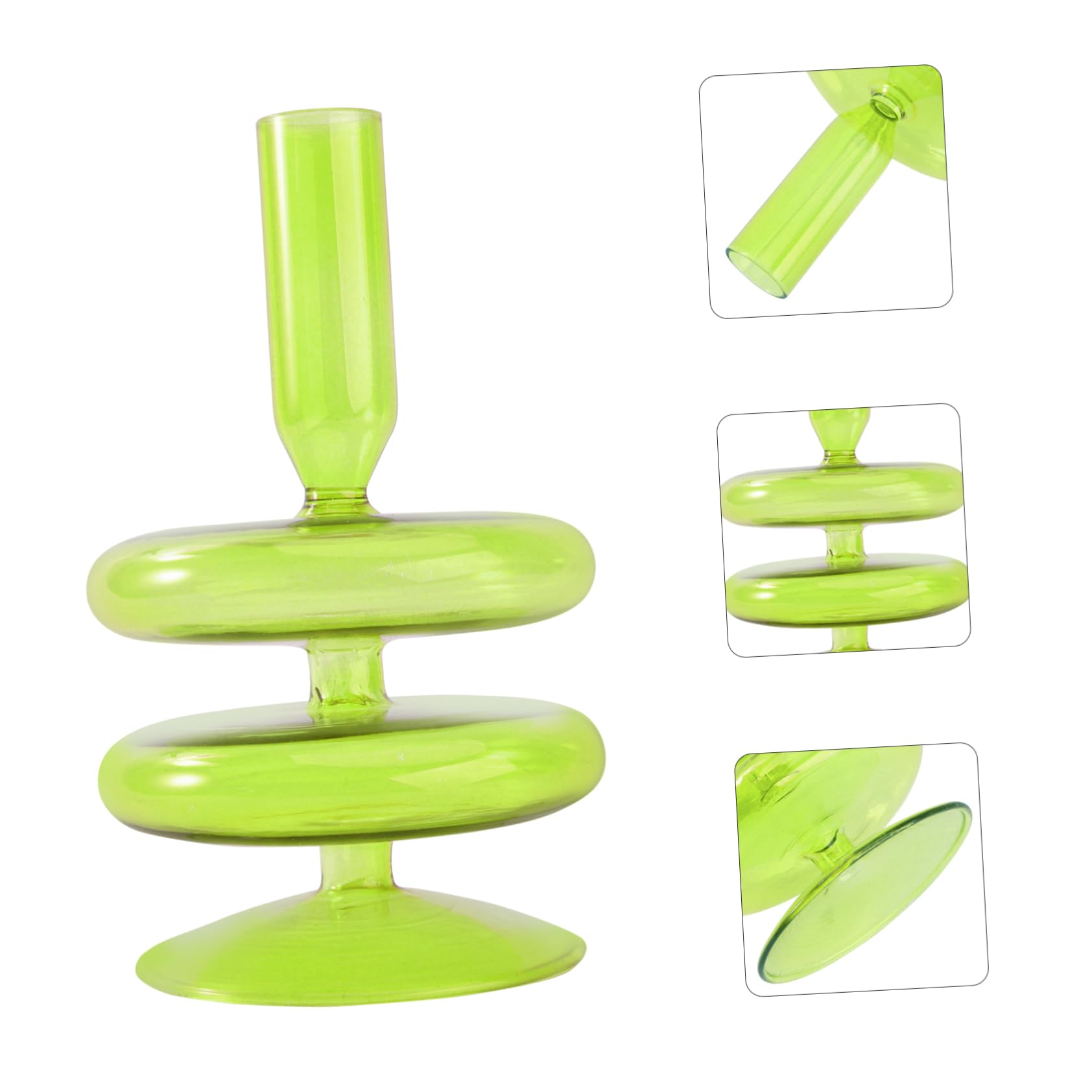 ABOOFAN 6.4 Inch Glass Candle Holders - Elegant Pillar & Taper Candlestick Holder for Home Decor, Wedding Centerpieces & Dining Table Decorations (Green) | Perfect for Romantic Dinners, Holiday Decor & Special Occasions