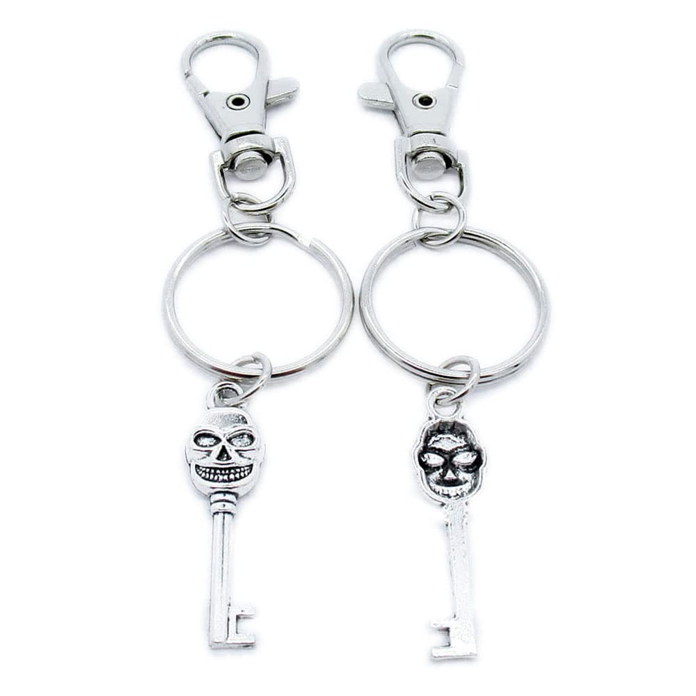 Wholesale Bulk Keychain Key Rings with Lobster Clasps - Skull Skeleton Design (RN2P1Q) - Perfect for Jewelry Making, Gift Packaging, and DIY Craft Projects