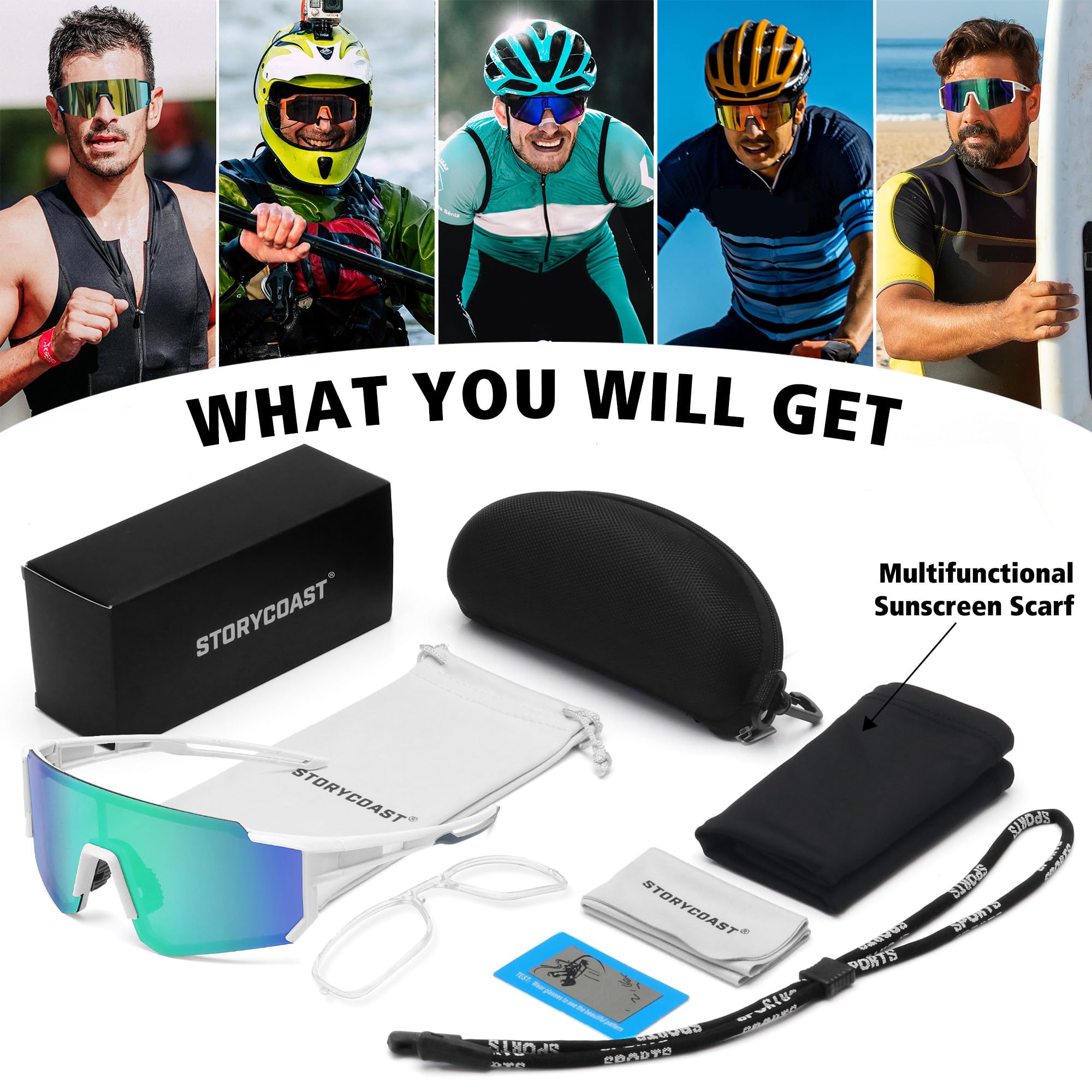 STORYCOAST Polarized Sports Sunglasses for Men & Women - UV400 Protection, Anti-Glare for Driving, Fishing, Cycling & Mountain Biking - Lightweight & Durable for Outdoor Adventures