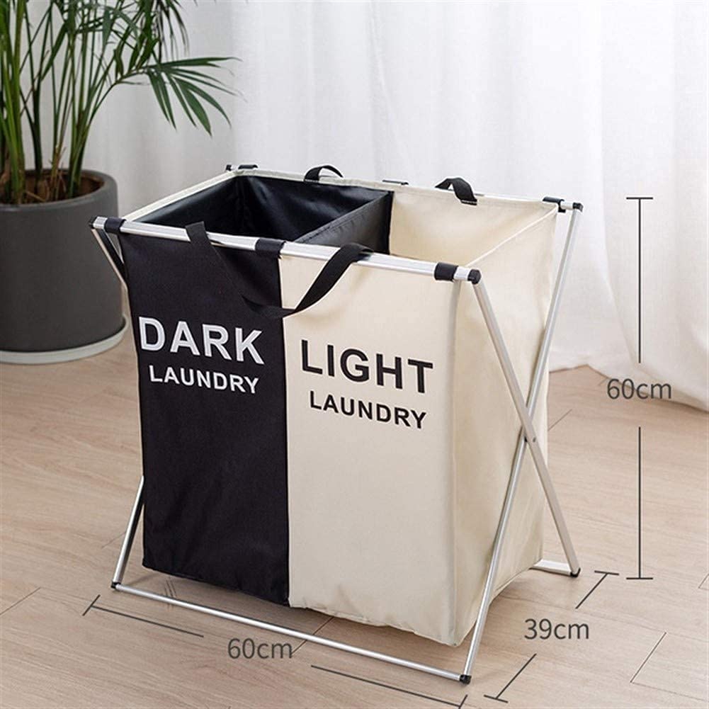 Foldable Collapsible Fabric Laundry Basket Organizer - Large 3-Grid Printed Cloth Hamper for Dirty Clothes Storage & Sorting | Perfect for Bedroom, Bathroom & Laundry Room Organization