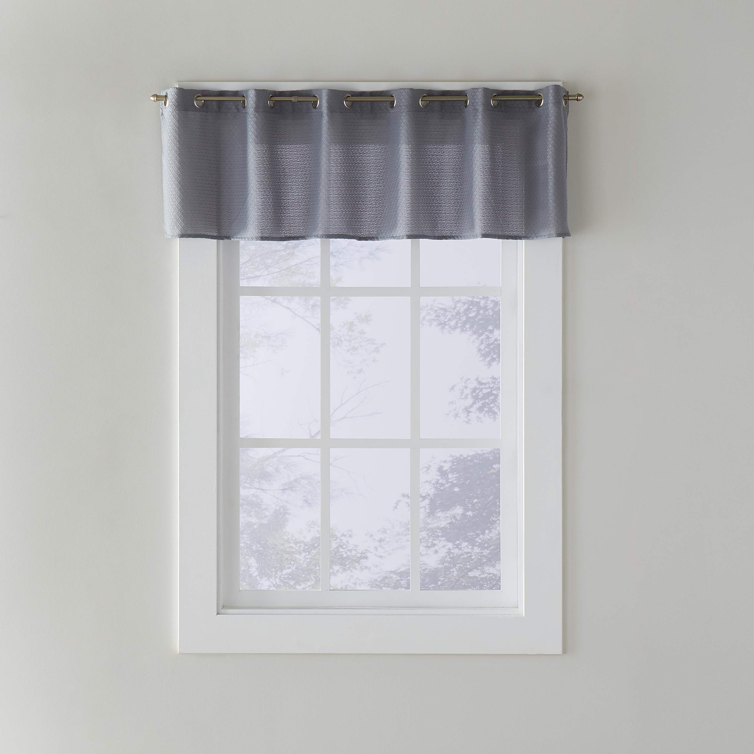 SKL Home Trio Valance - 13 Inch Window Valance in Gray - Perfect for Living Room, Bedroom & Kitchen Decor