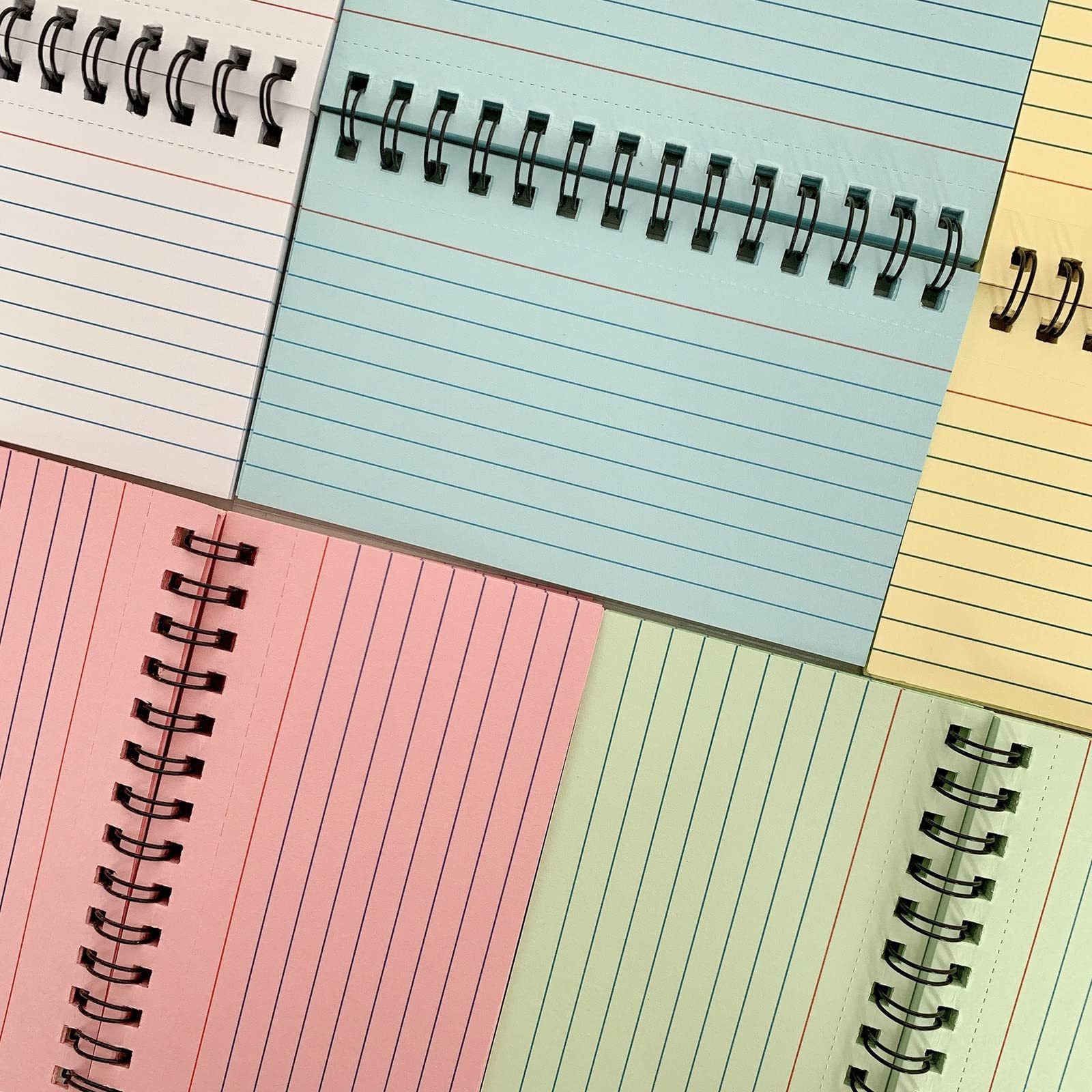 Khakho 5-Pack Spiral Bound Index Cards with Lined Rings - Premium Revision Flash Cards for Office Meetings, School Study & Memorization | Perfect for Note-Taking, Exam Prep & Presentation Organization (Paper)