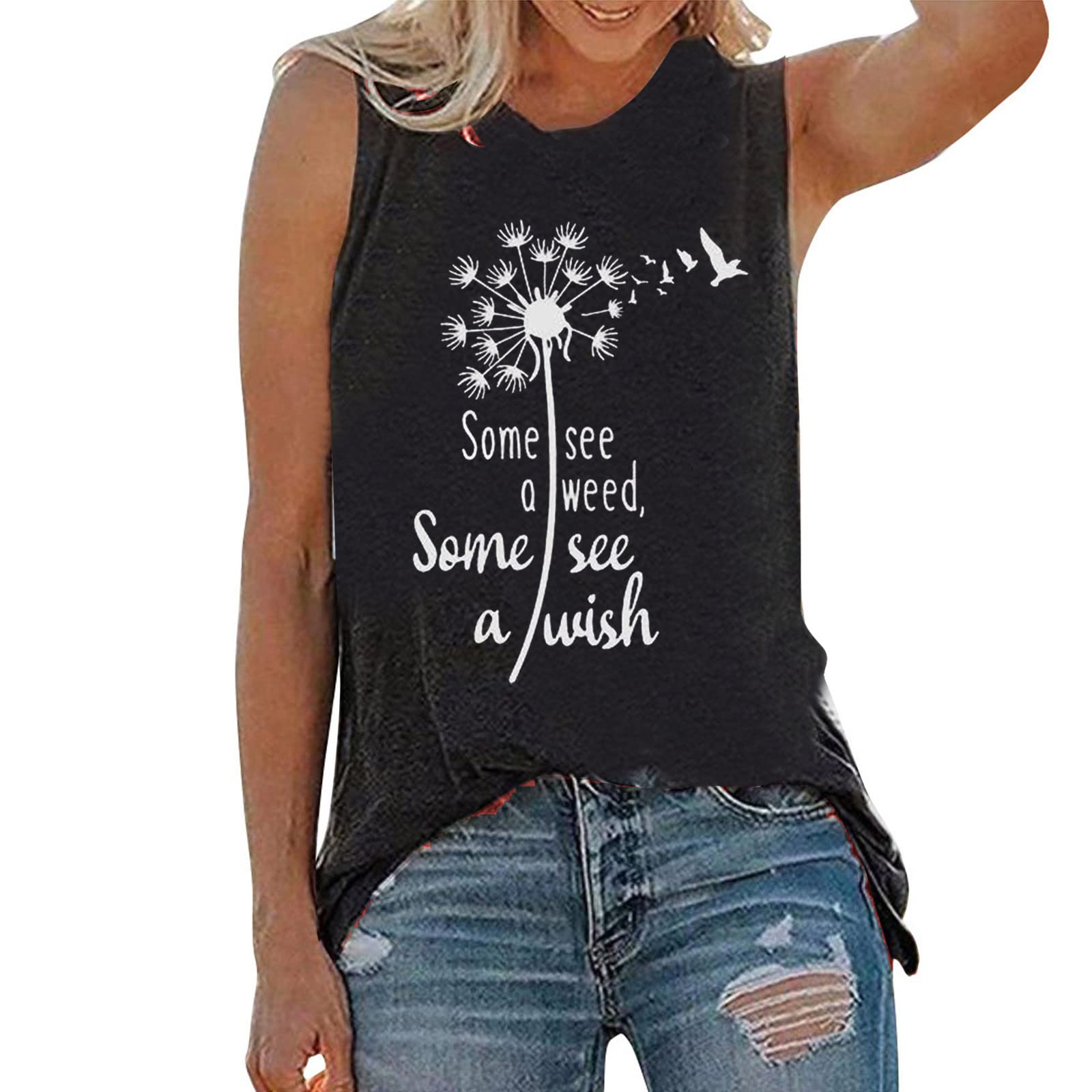 Women's Summer Sleeveless Tank Top - Casual Round Neck Tunic Blouse for Easter, Beach & Daily Wear | Breathable Comfort Tee for Hot Weather