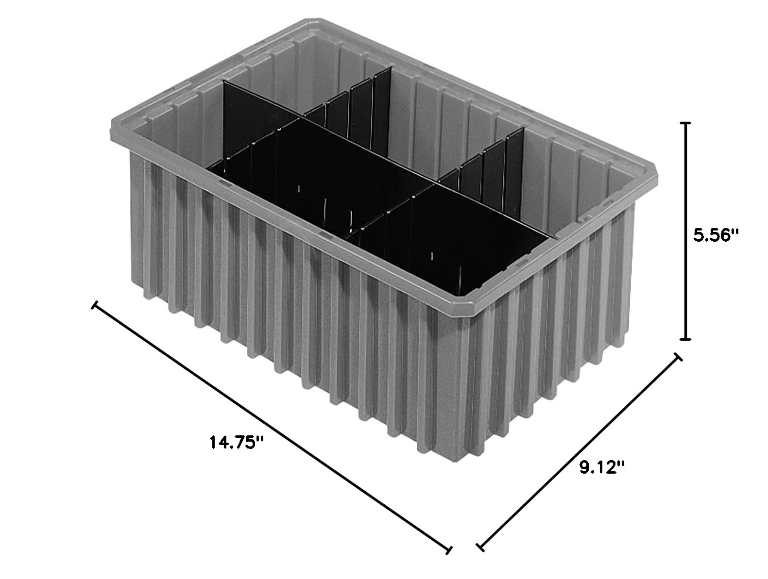Akro-Mils 33166 Stackable Plastic Storage Bins with Dividers - 8 Pack Gray Modular Organizer (16.5