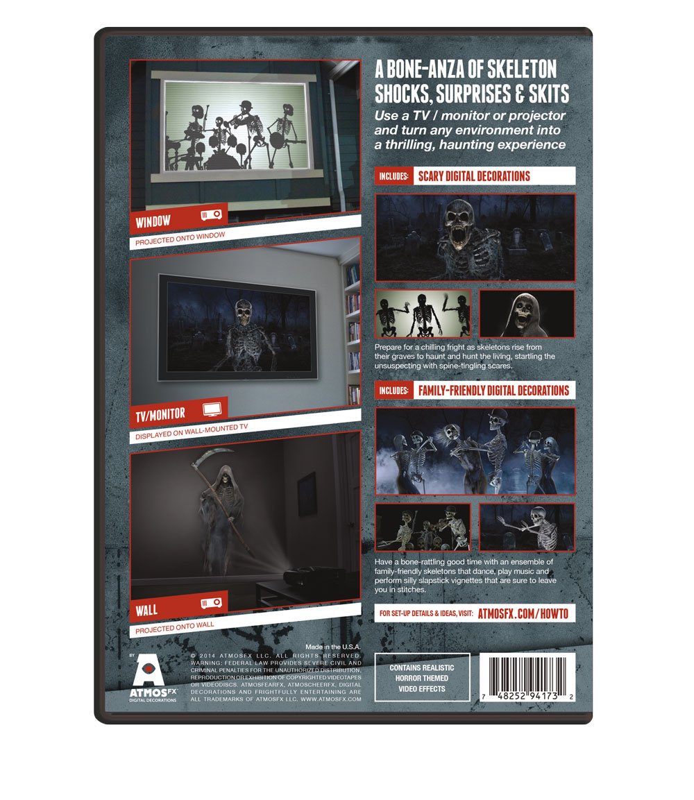 AtmosFear FX Ghostly Apparitions & Bone Chillers DVD with Reaper Brothers HD Rear Projection Screen - Halloween Window Projection Kit for Spooky Home Decor & Virtual Haunted House Effects