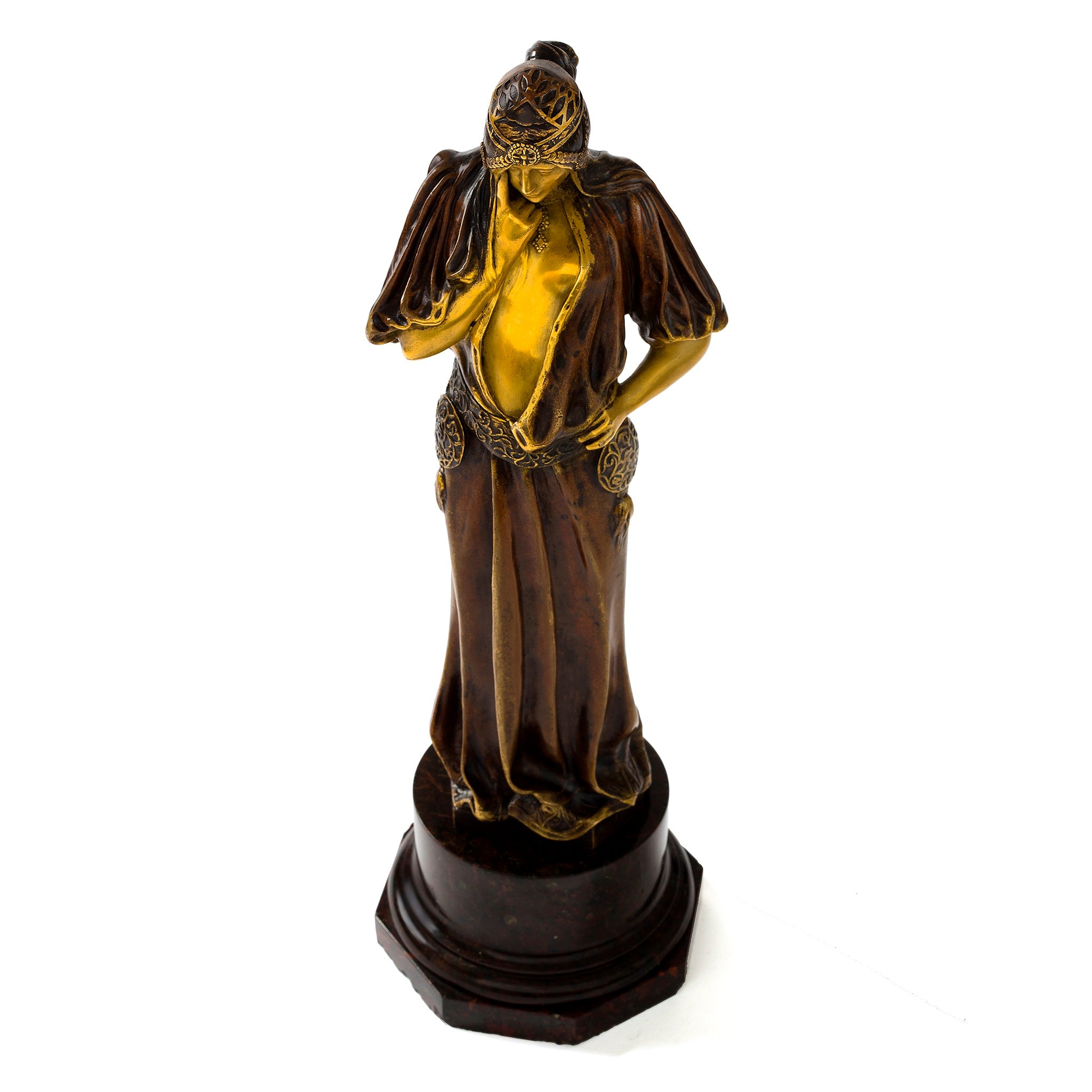 Antique Bronze Sculpture of Sarah Bernhardt as Princess Lointaine by Marius Mars Vallet - French Art Nouveau Statue for Home Decor & Theater Lovers