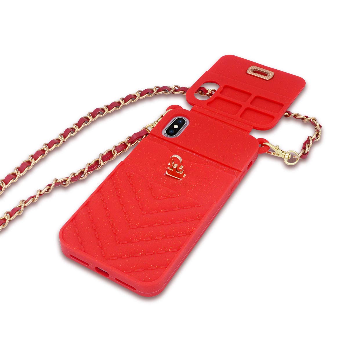 LUVI iPhone 11 Pro Max Wallet Case with Neck Strap, Crossbody Strap & Card Holder - Protective Phone Cover for Women (Red) | Perfect for Travel, Shopping & Everyday Use