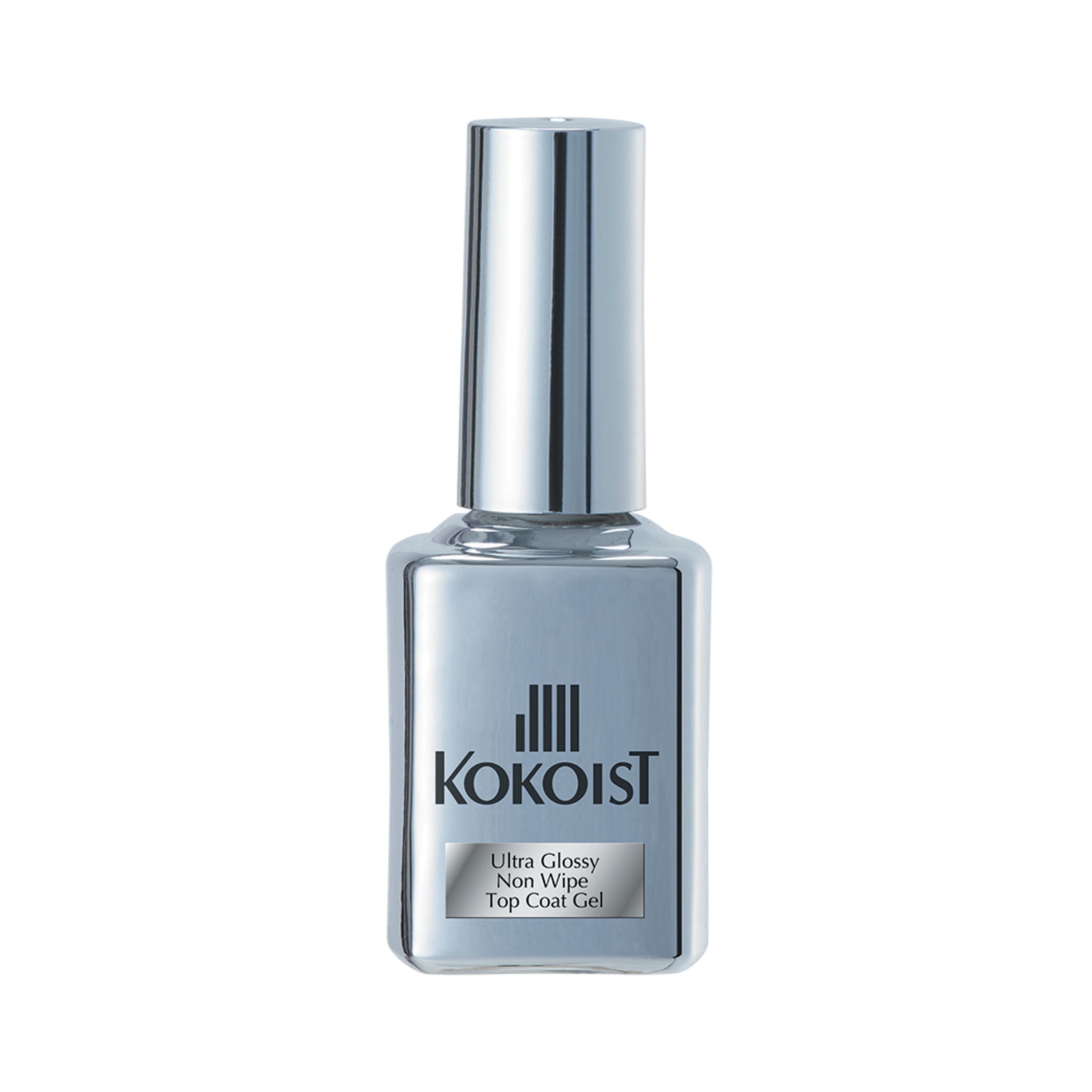 Kokoist Ultra Glossy Non-Wipe Top Coat Gel - 15ml Long-Lasting Shine for Nail Art & Manicures - Perfect for Salon & Home Use
