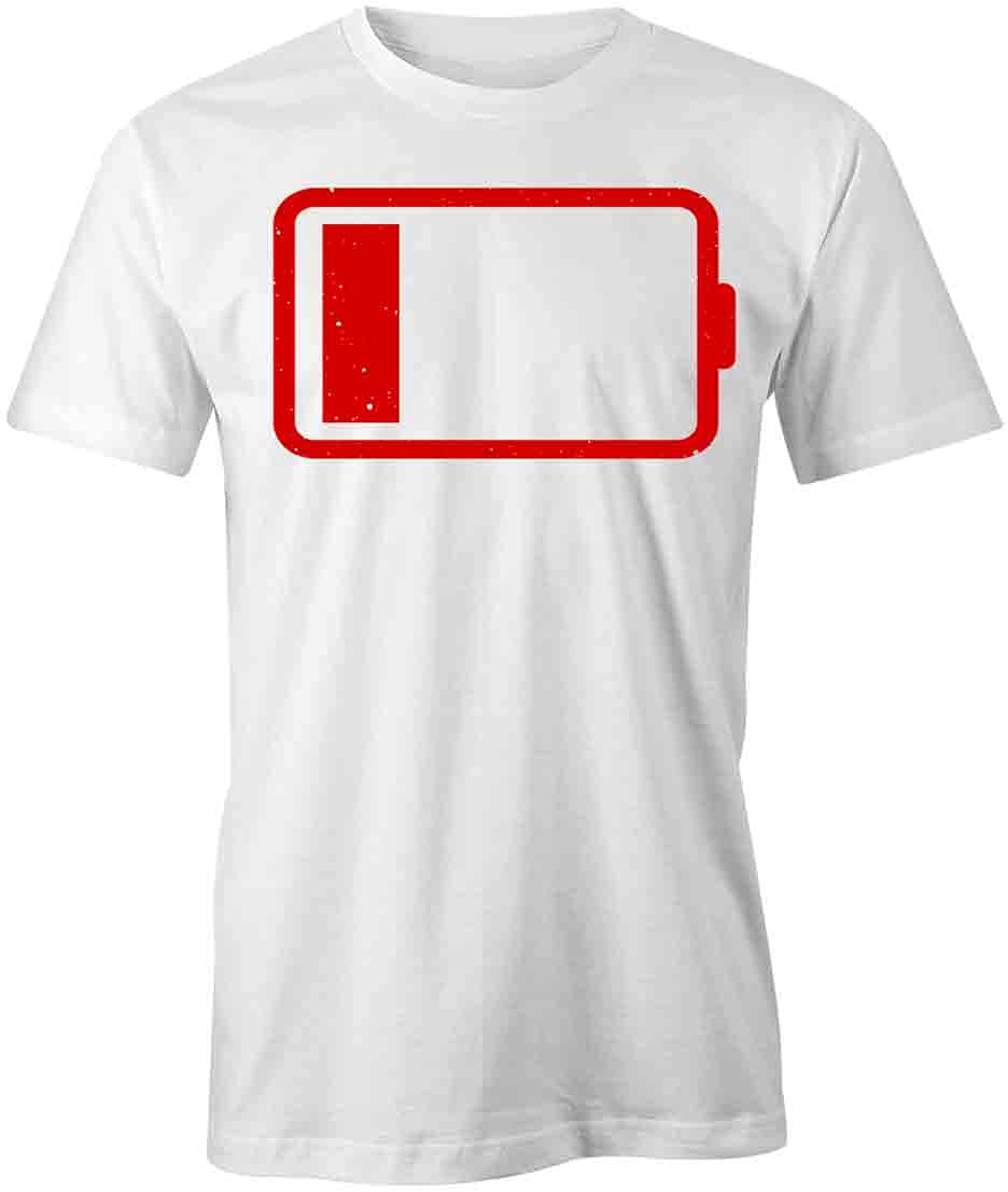 Low Battery Graphic T-Shirt - Funny Printed White Tee for Men & Women | Casual Wear, Gift Idea, Everyday Outfit