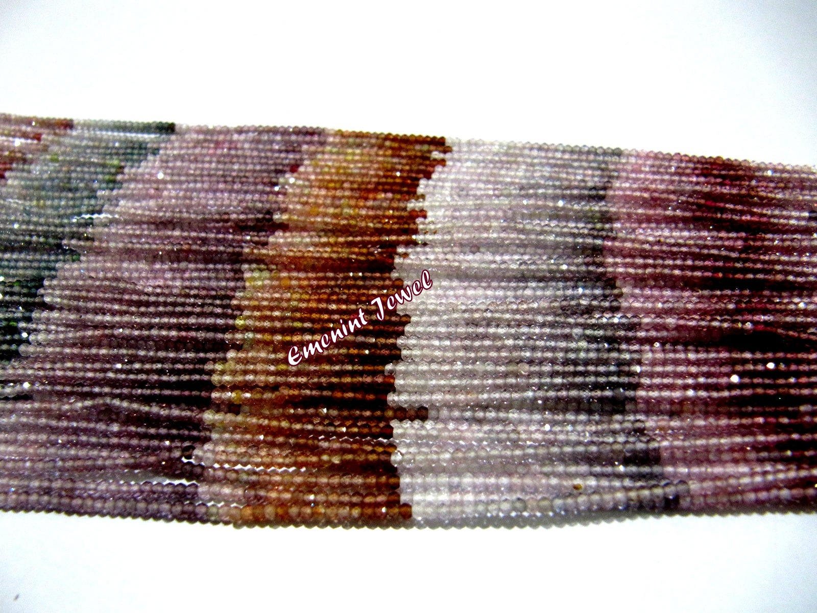 Natural Multi Spinel 2mm Faceted Beads - 13 Inch Strand of Diamond Cut Gemstone Beads for Jewelry Making, DIY Bracelets, Necklaces & Craft Projects