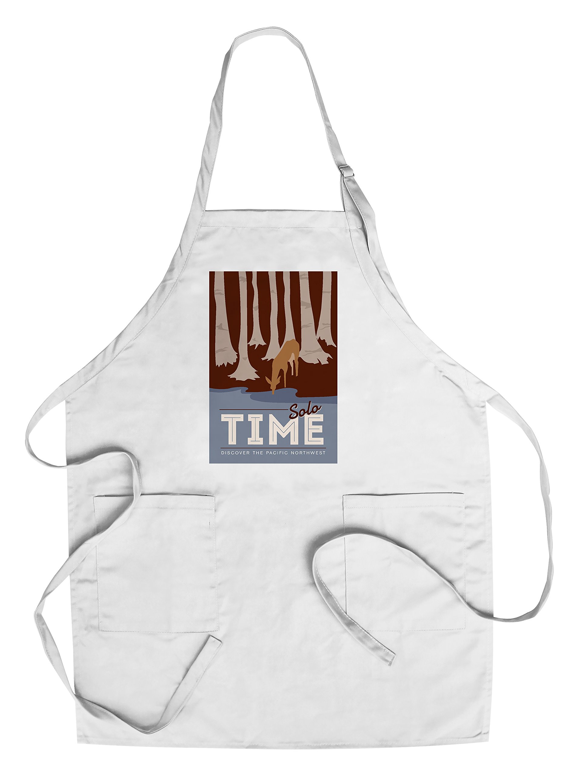 Pacific Northwest Deer Forest Print Cotton Canvas Apron - Unisex Kitchen Cooking Baking Grilling Apron with Pockets - Perfect for Home Chefs, BBQ Enthusiasts & Outdoor Cooking