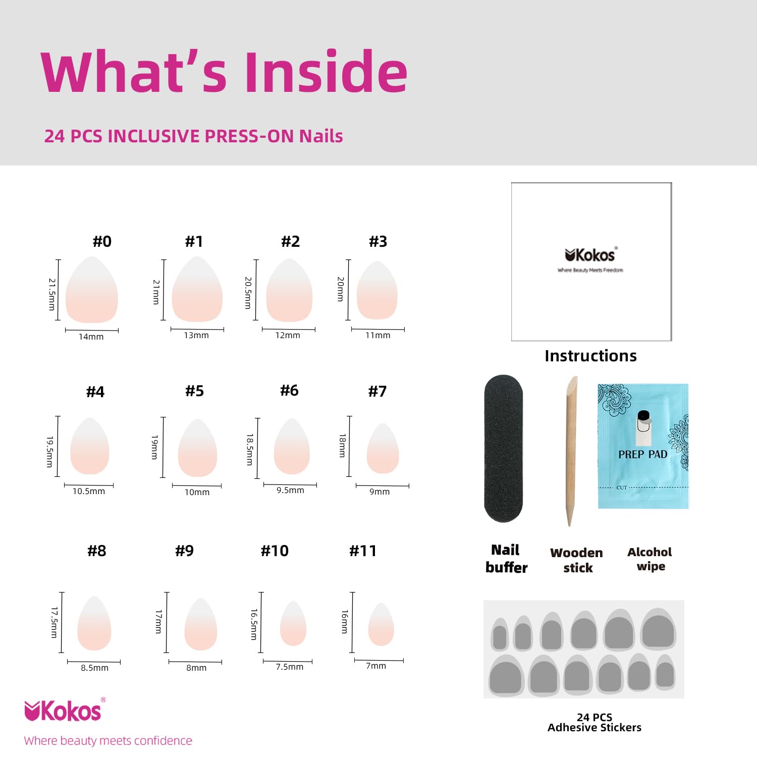 Gradient Art Press On Nails - Short Almond Fake Nails with ABS Natural Fit | Reusable Stick On Nails in 12 Sizes (24 PCS) | Soft Gel Fake Nails Kit | Salon-Quality Wings of Stars Design | Perfect for Parties, Weddings & Daily Wear
