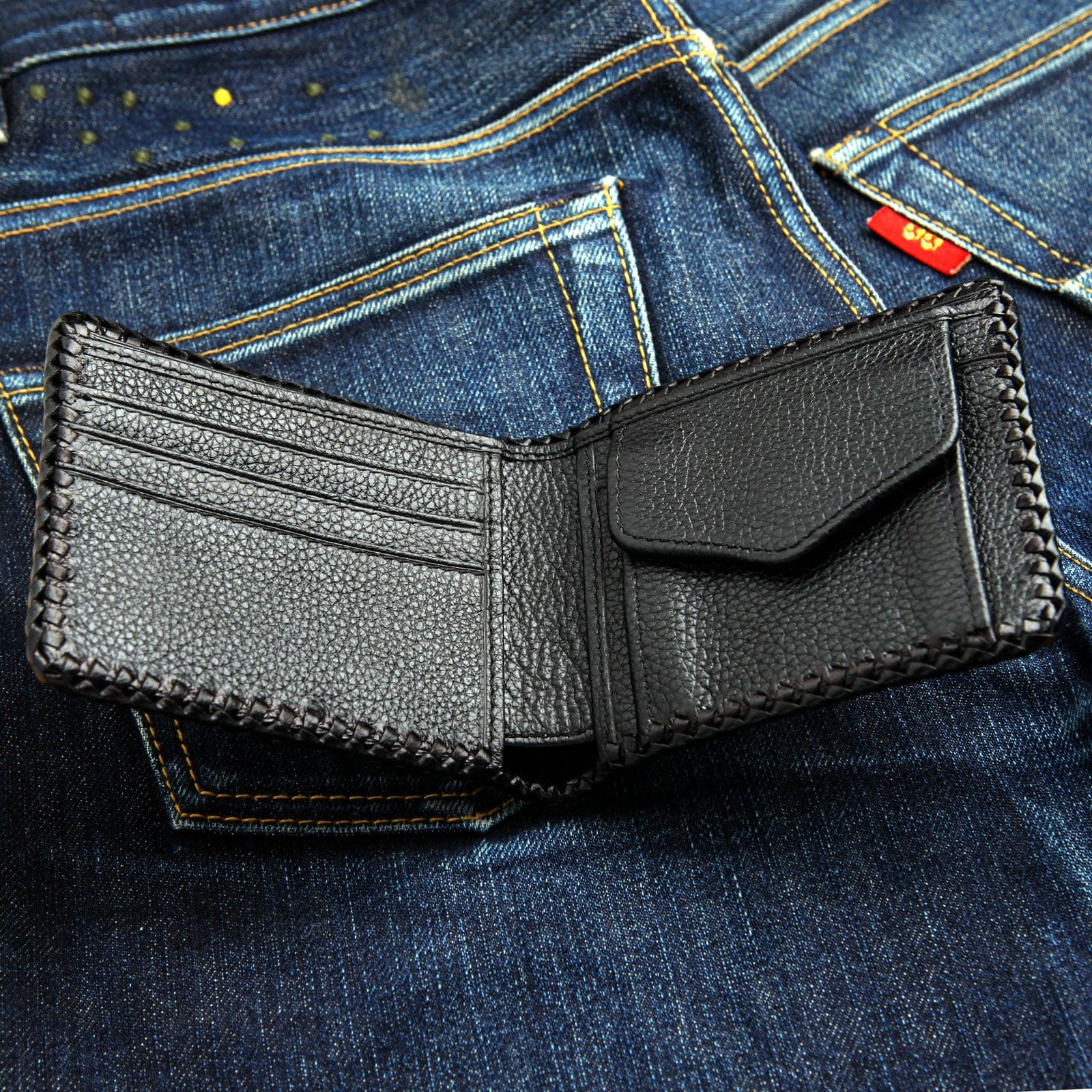 Genuine Leather Bifold Biker Wallet for Men - Cross Black Stylish & Durable RFID Blocking - Perfect for Motorcycle Riders, Travel & Everyday Use