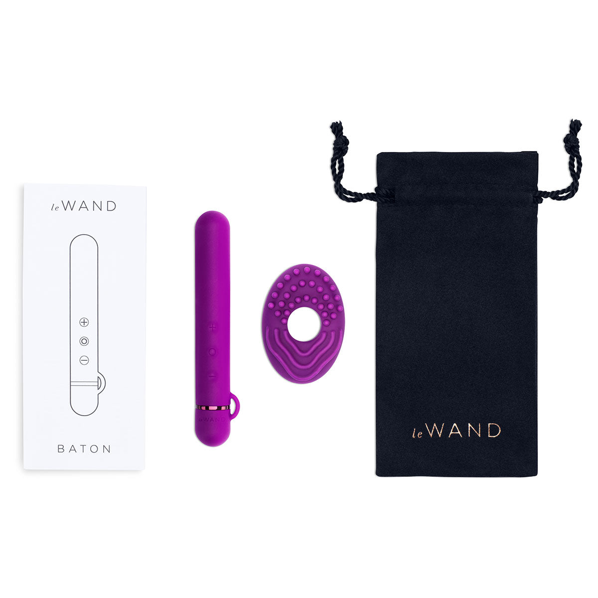 Le Wand Chrome Baton - Premium Rechargeable Massager in Dark Cherry | Relaxing Muscle & Stress Relief for Home & Spa Use